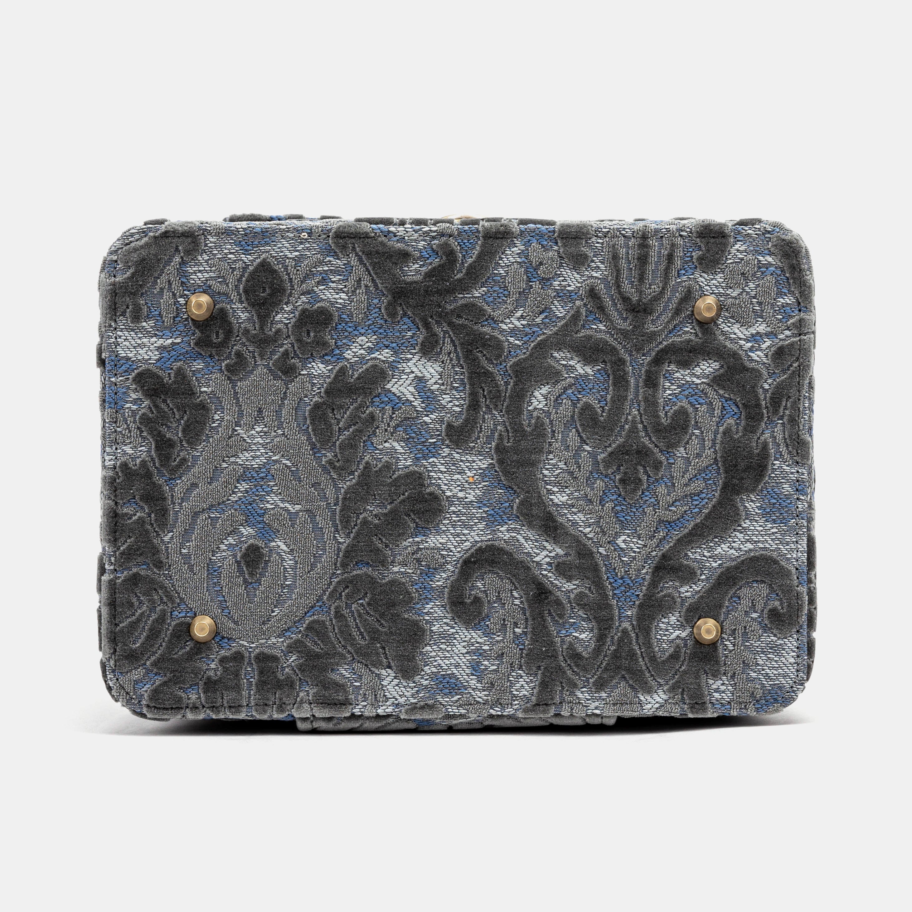 Burnout Velvet Steel Blue Josephine Large Train Case bottom