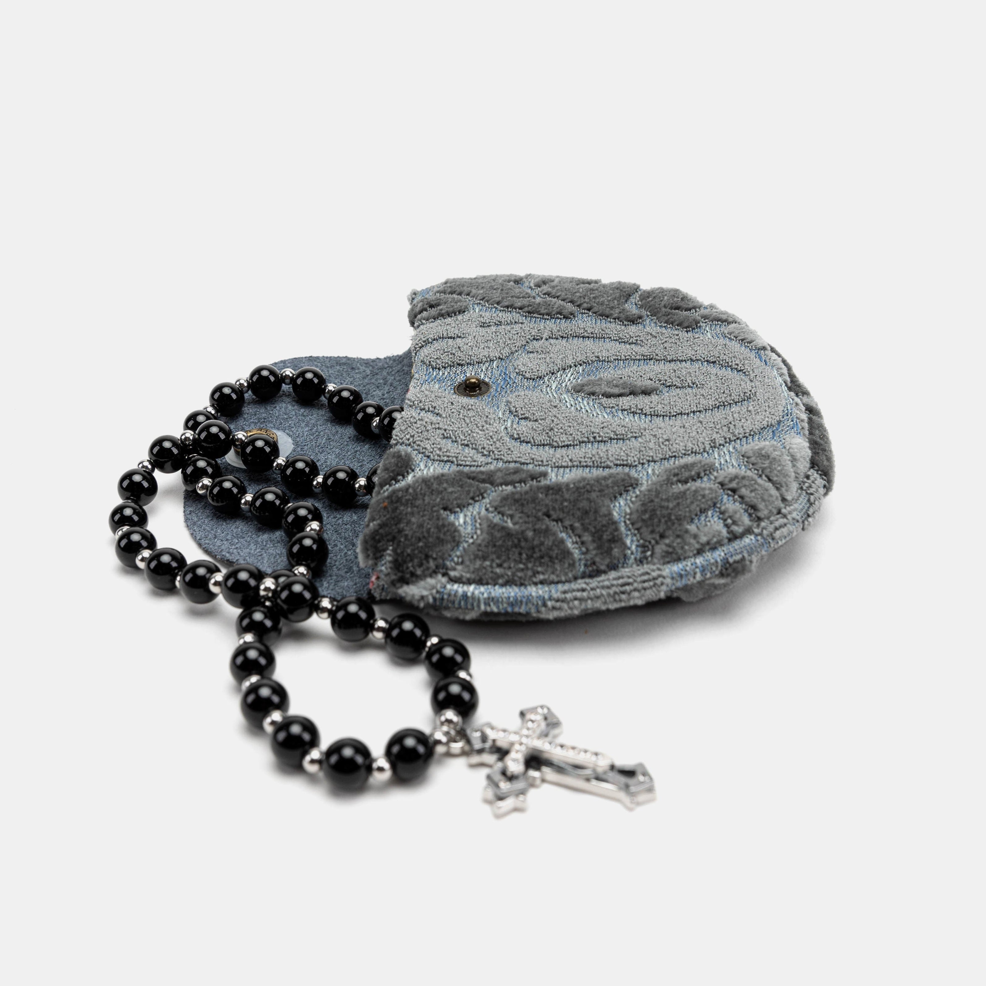 Burnout Velvet Steel Blue Rosary Bag of America main