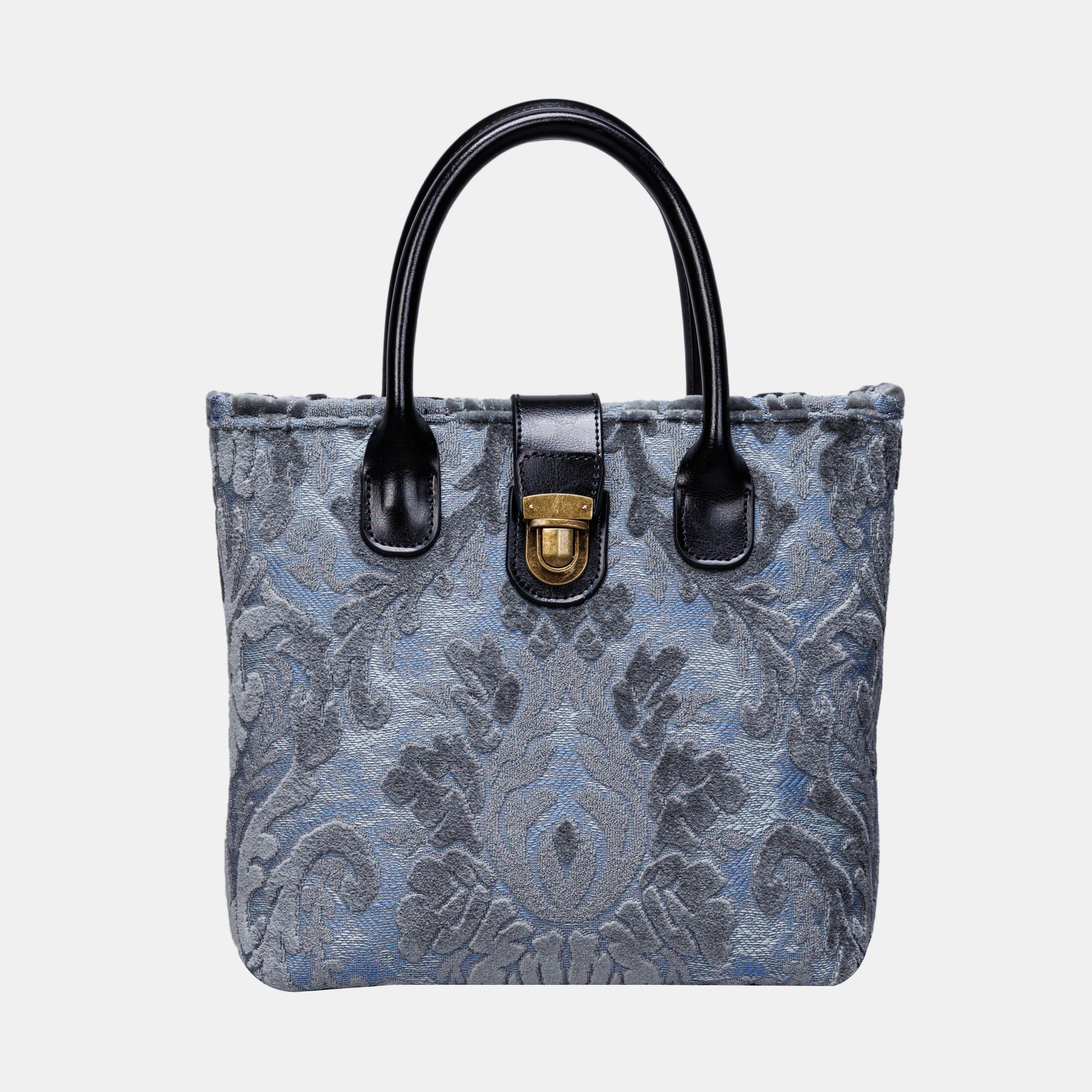 Burnout Velvet Steel Blue Tuck Lock Carpet Satchel carpet bag MCW Handmade of America main