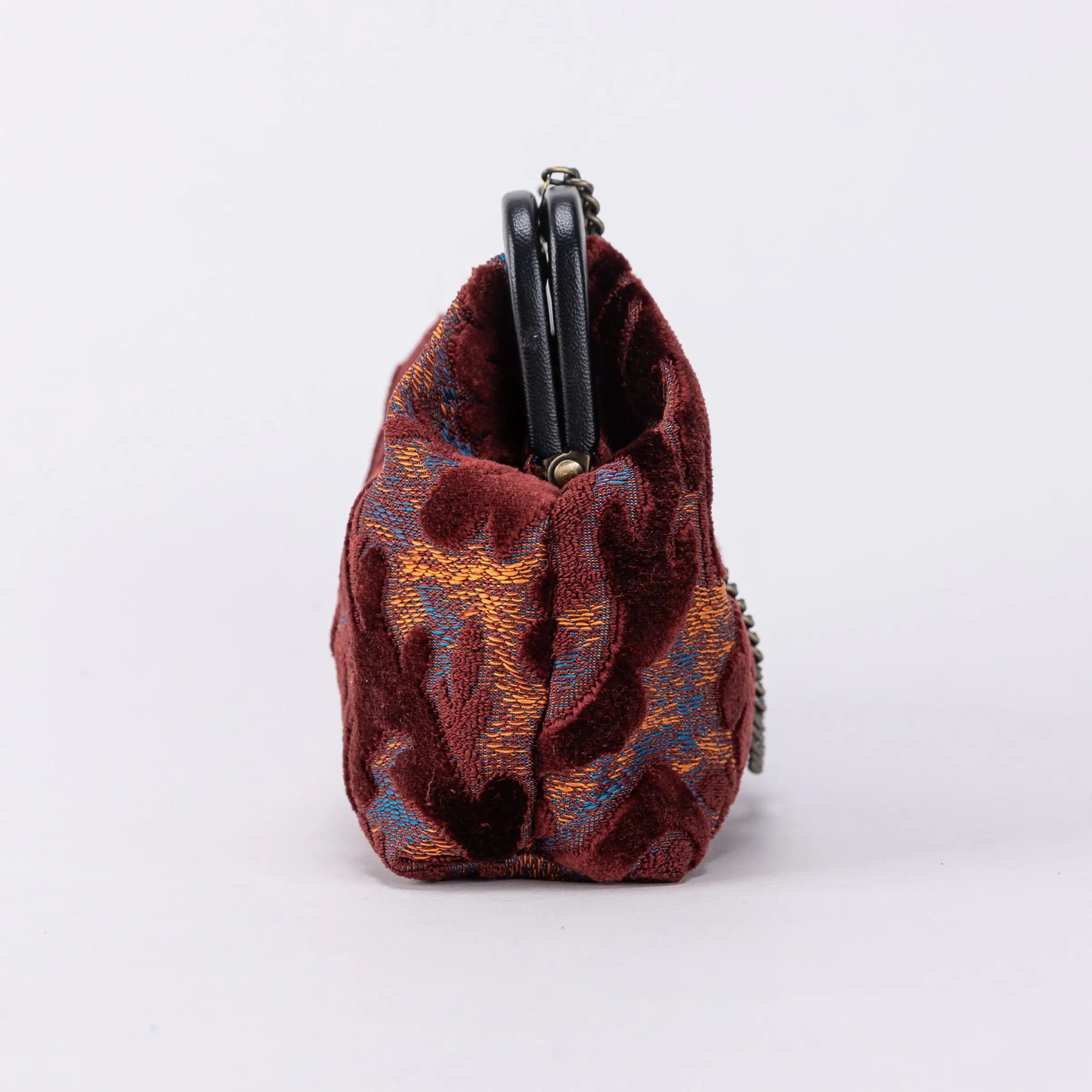 Burnout Velvet Wine Alma Evening Clutch Carpet Bag of America side