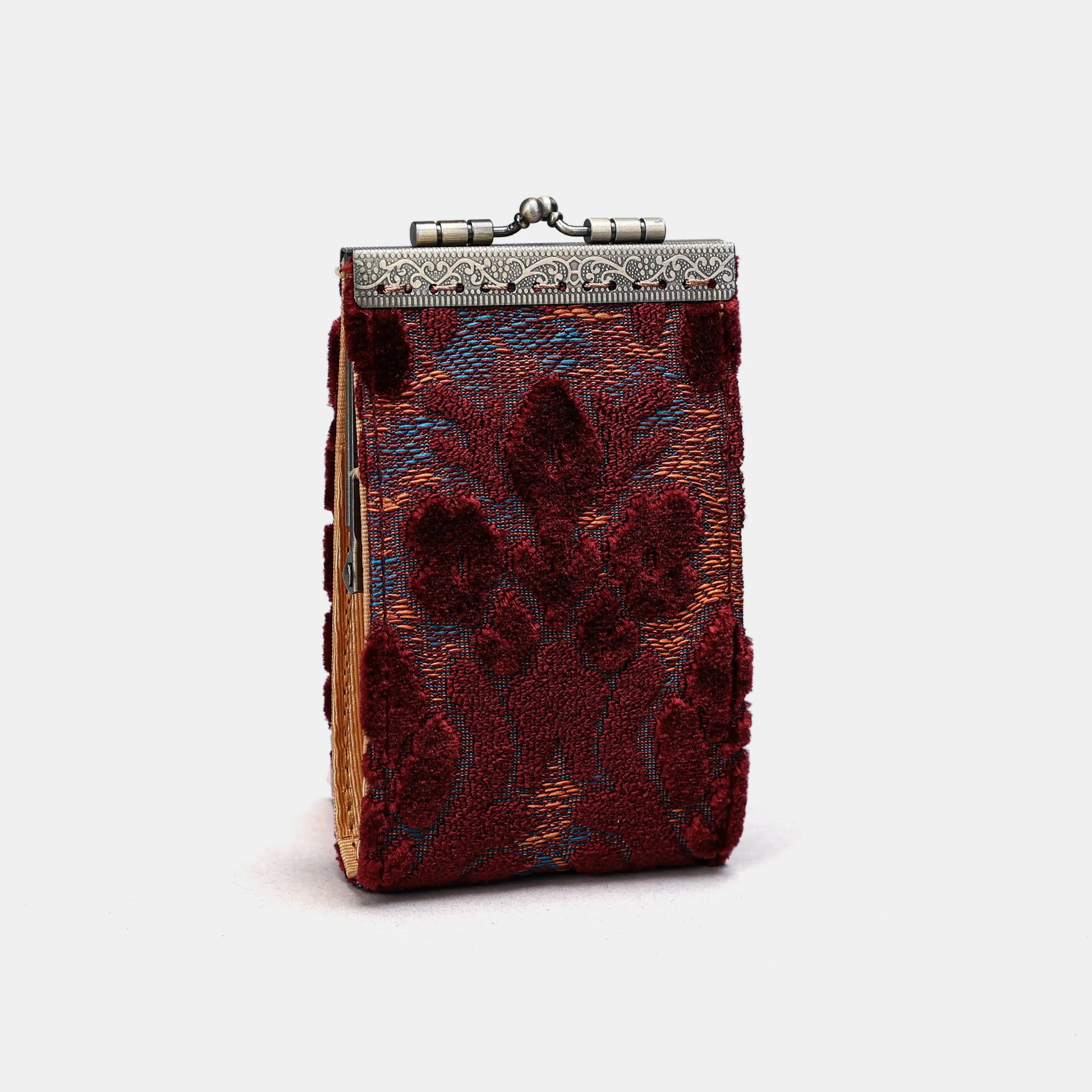Burnout Velvet Wine Card Wallet  of America 1 slots side