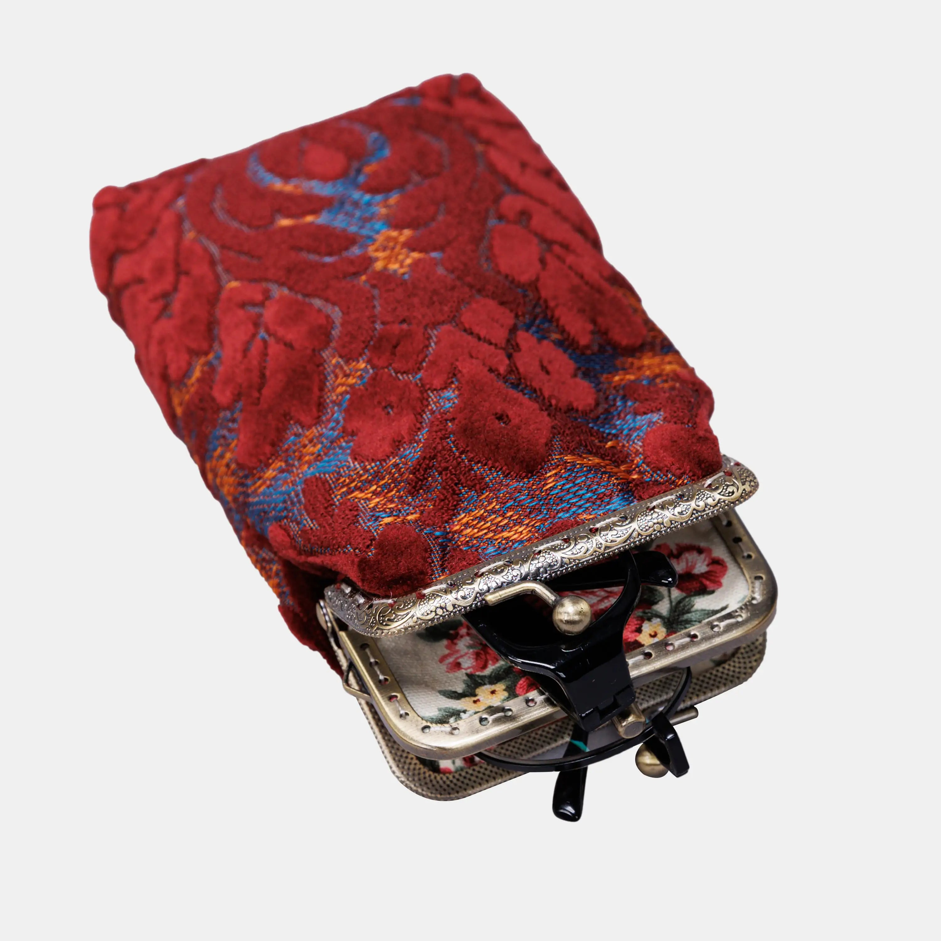 Burnout Velvet Wine Carpet Eyeglasses Case  of America Lying down-2