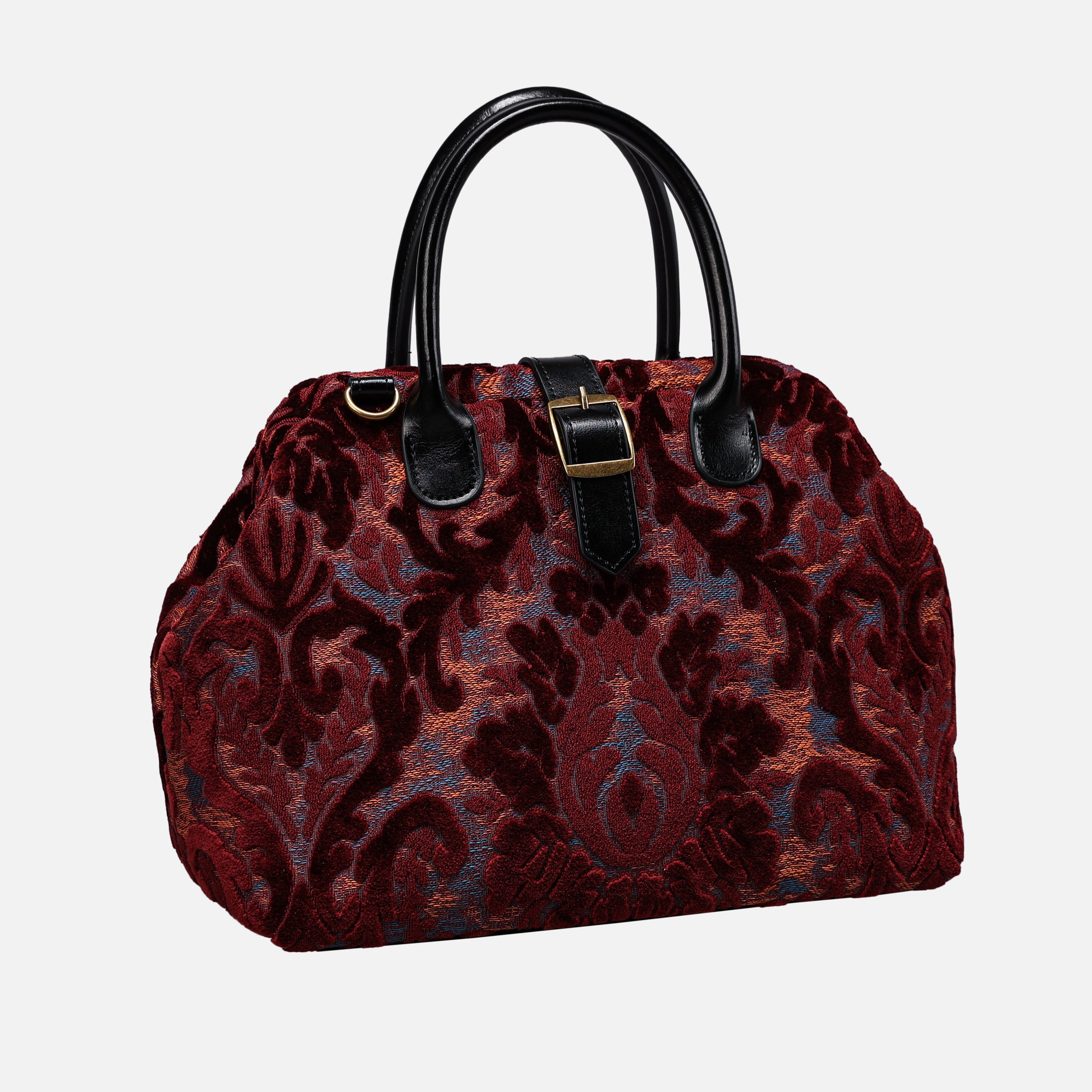 Burnout Velvet Wine Carpet Handbag Purse carpet bag MCW Handmade of America front