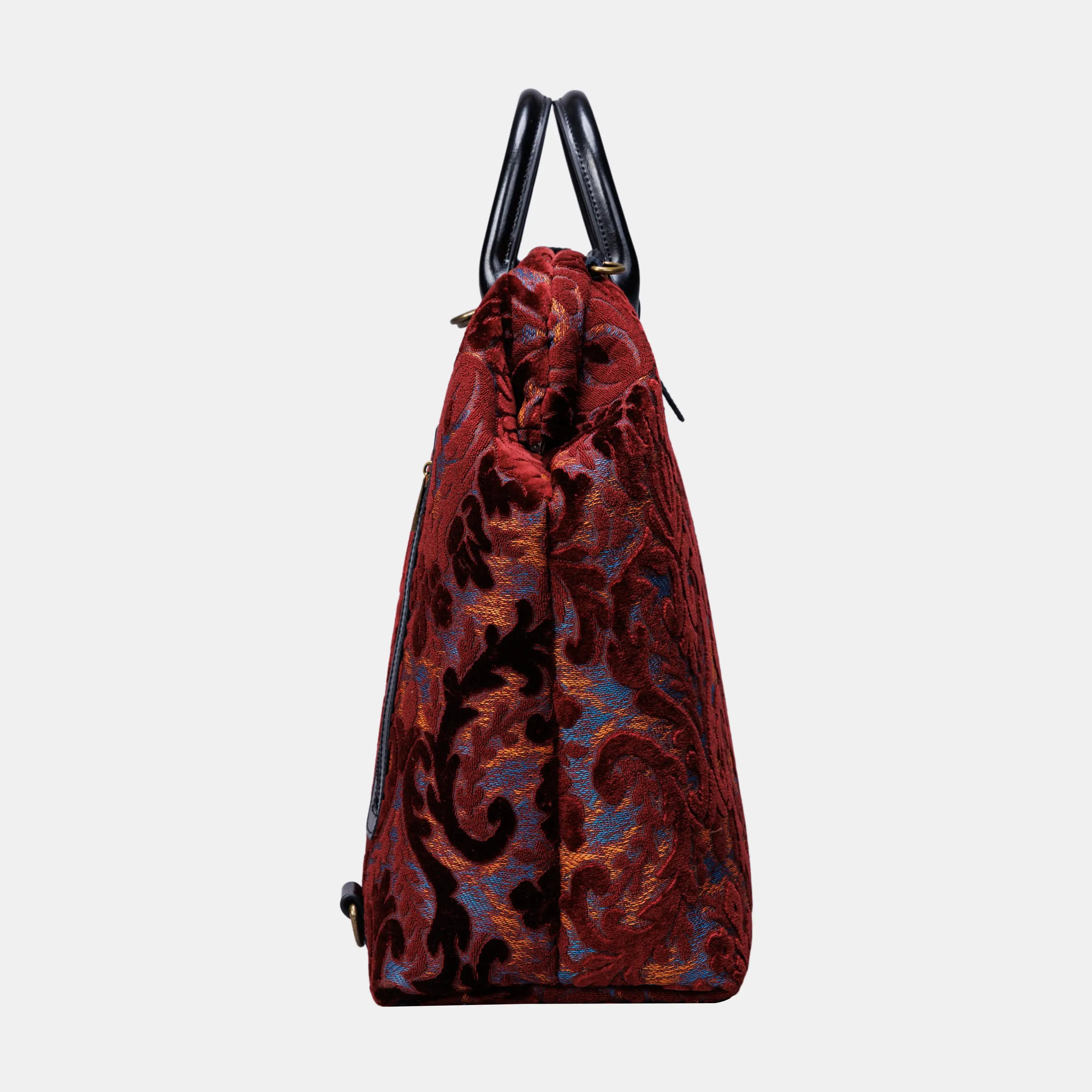 Burnout Velvet Wine Carpet Laptop Backpack Carpetbag of America side