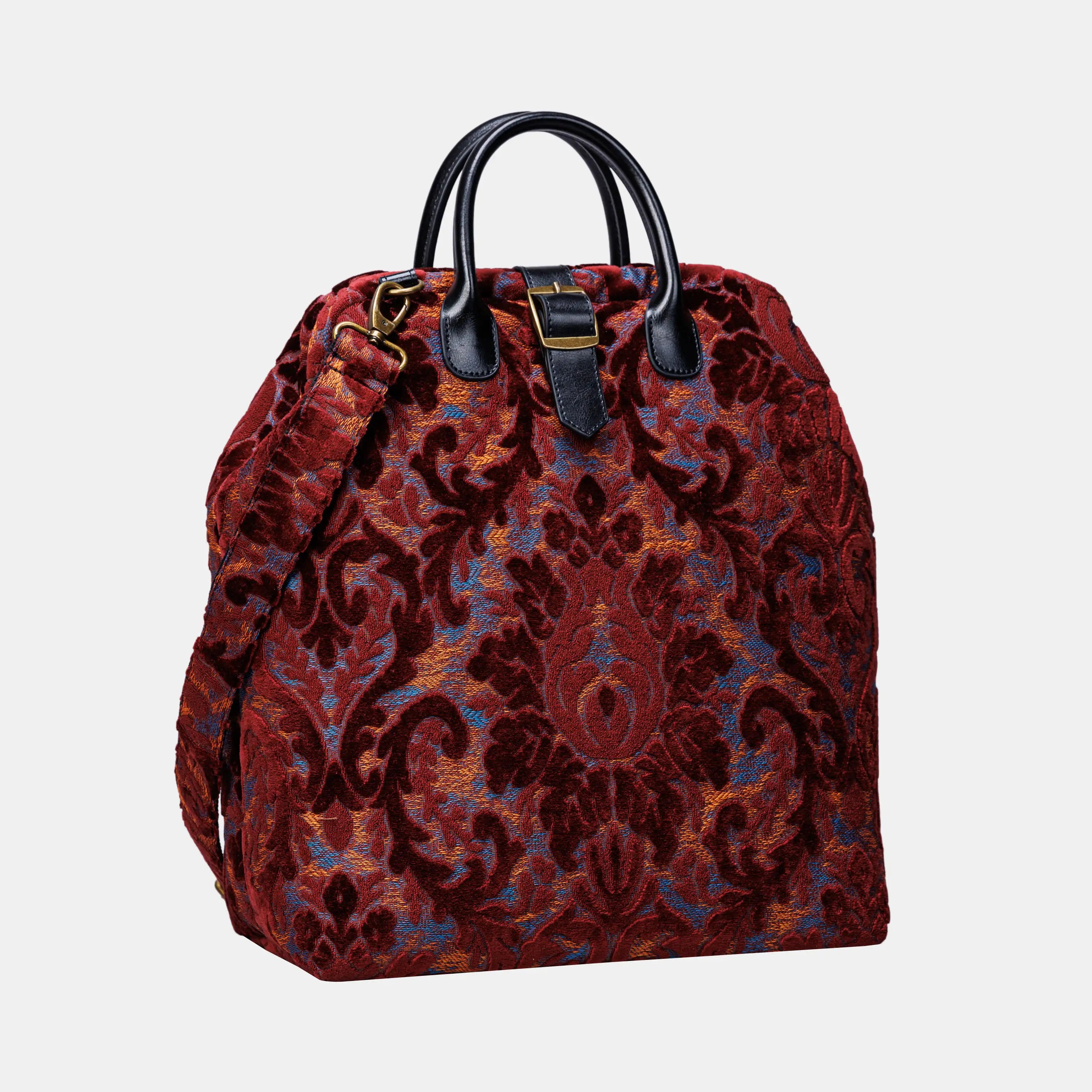 Burnout Velvet Wine Carpet Laptop Backpack Carpetbag of America overview
