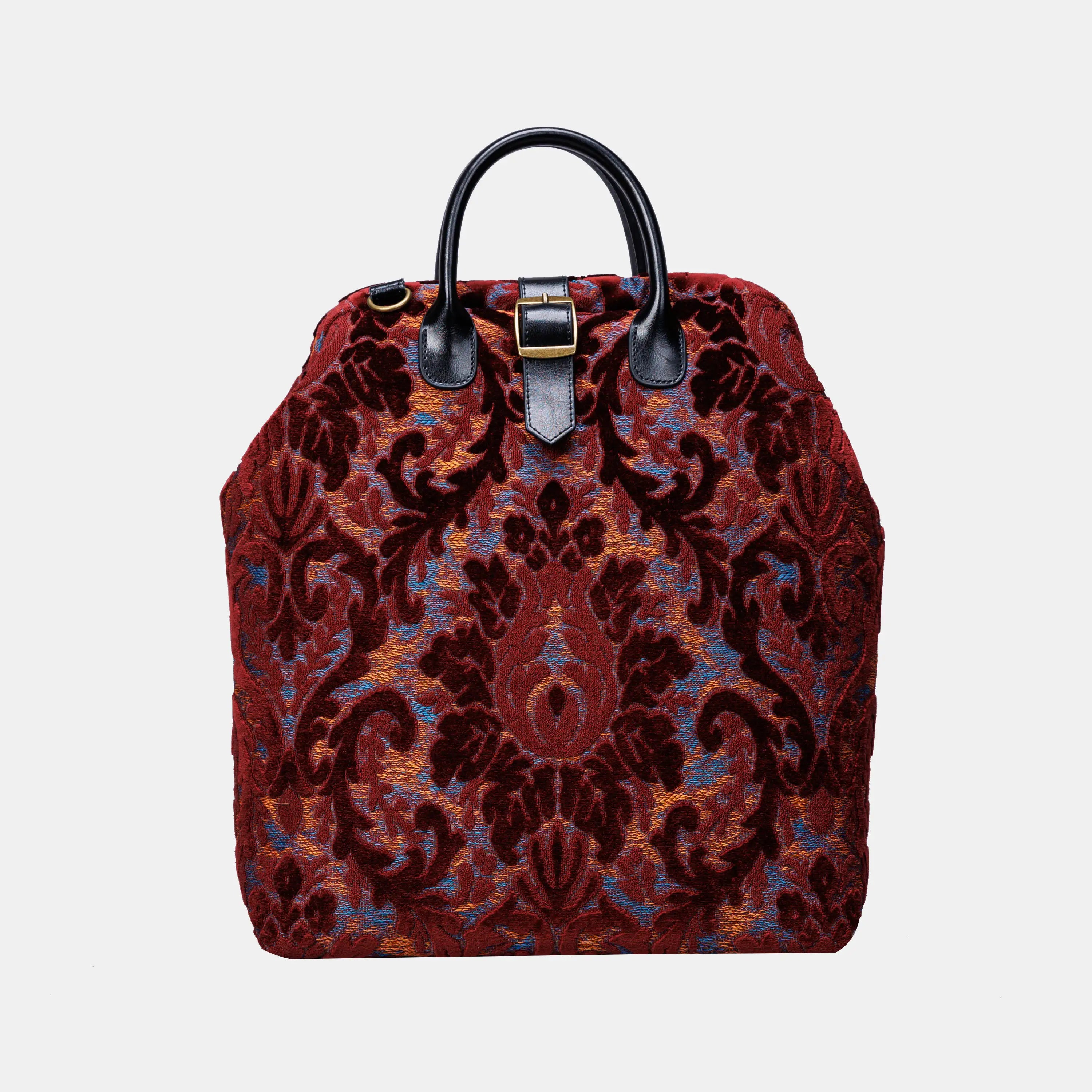 Burnout Velvet Wine Carpet Laptop Backpack Carpetbag of America front