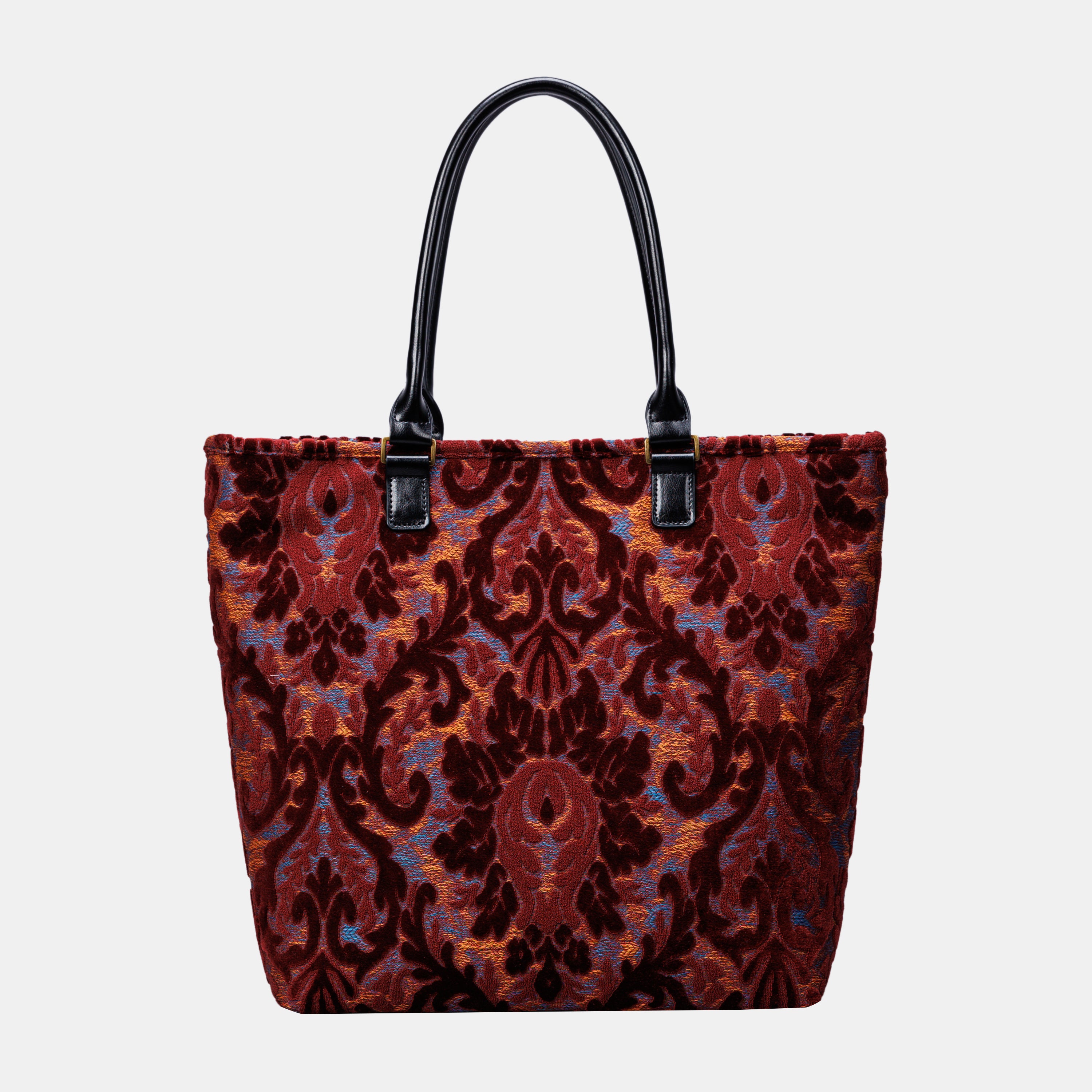 Burnout Velvet Wine Carpet Tote Shopper carpet bag of America back
