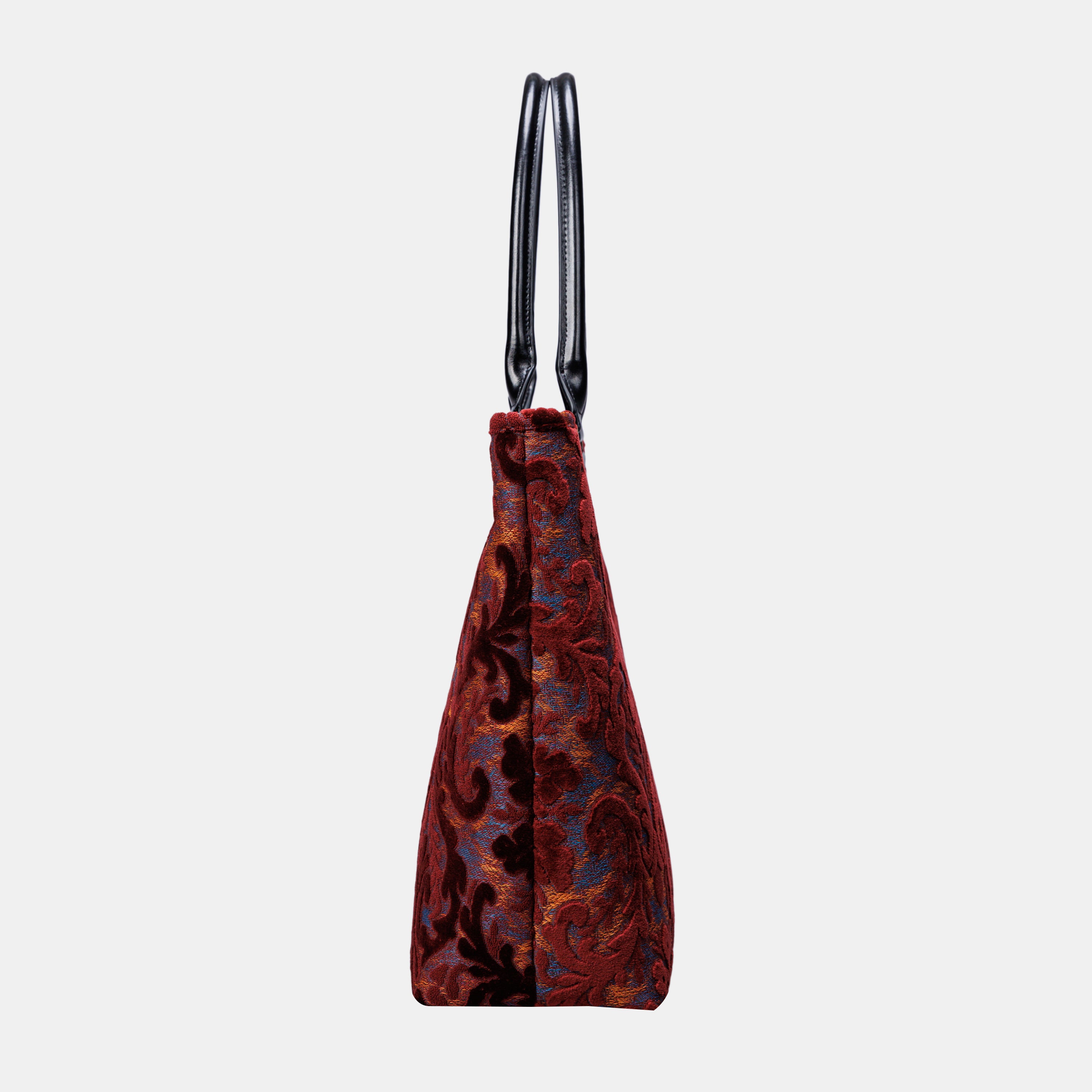 Burnout Velvet Wine Carpet Tote Shopper carpet bag of America side