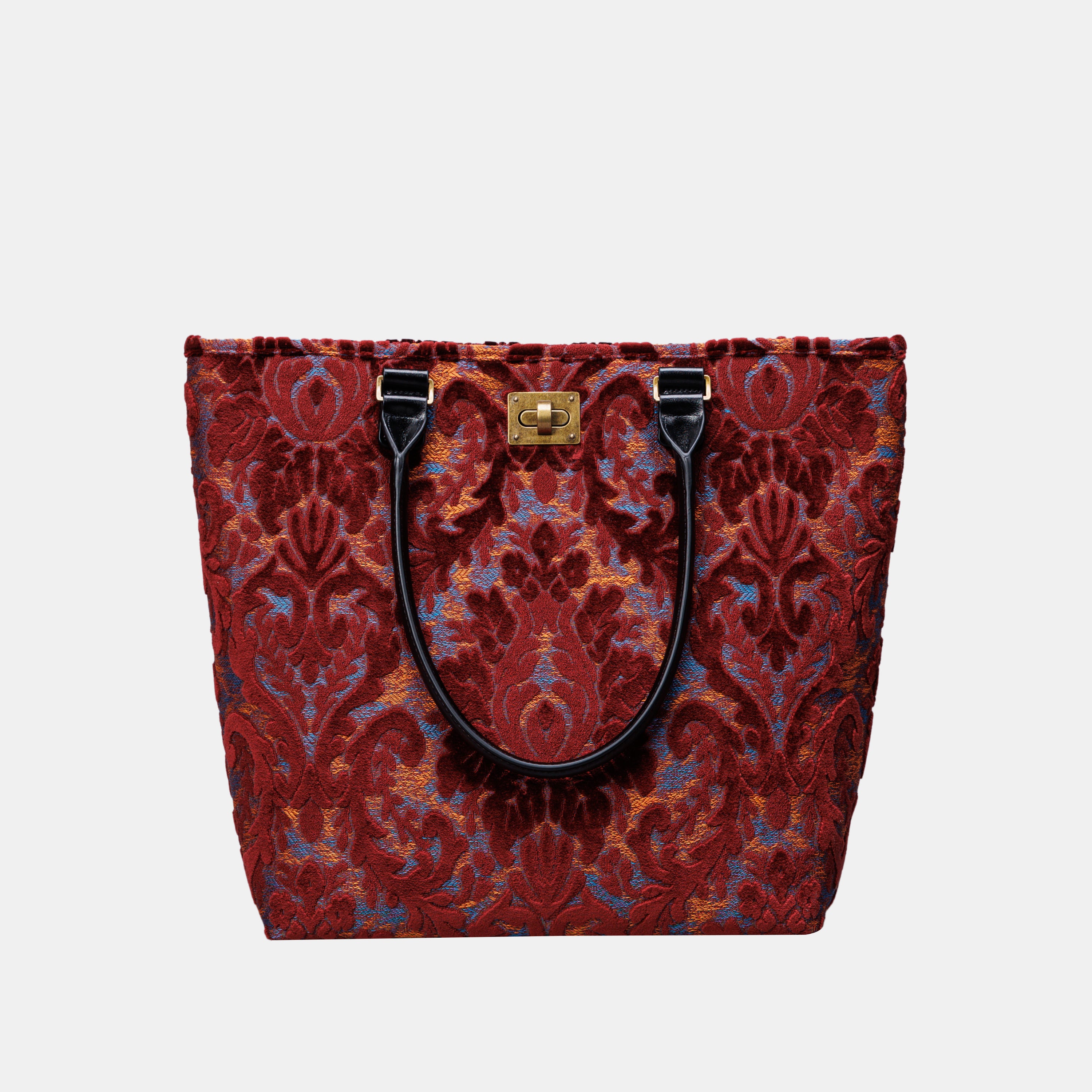 Burnout Velvet Wine Carpet Tote Shopper carpet bag of America handle down
