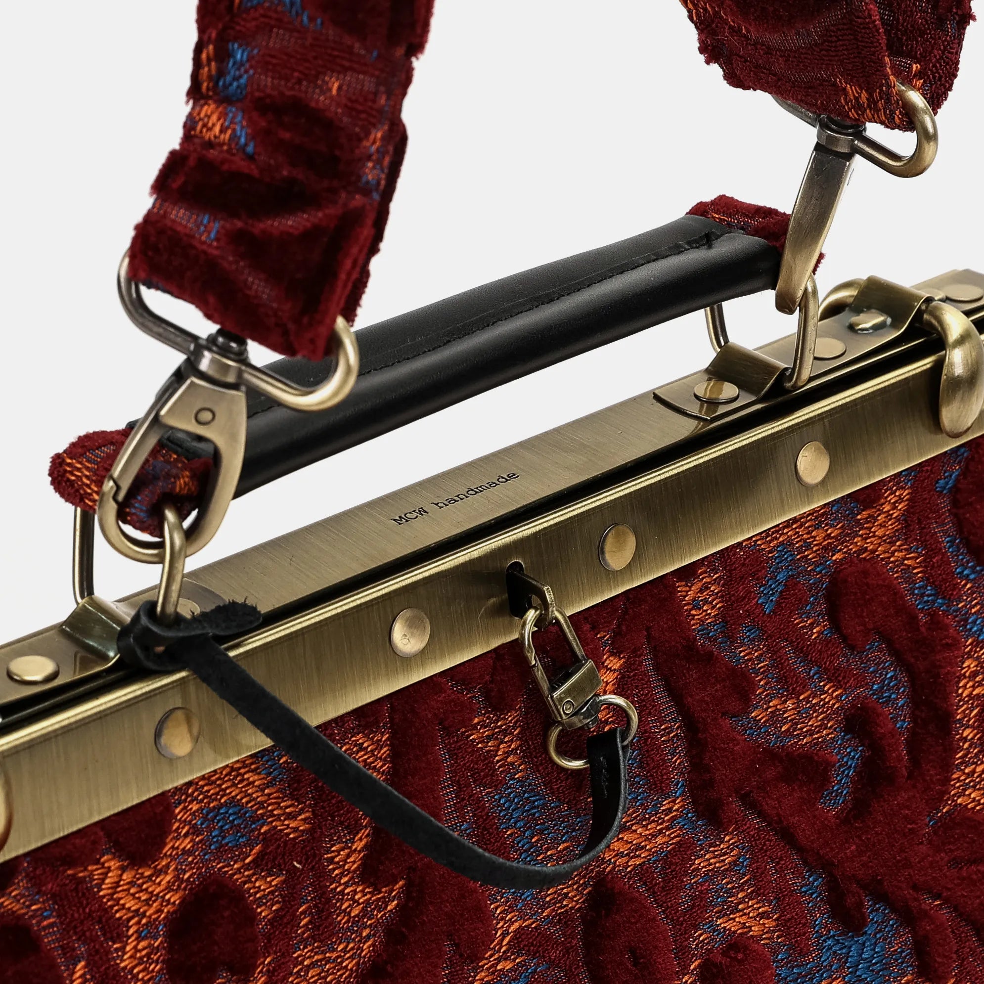 Burnout Velvet Wine Cecile Carpet Purse Gladstone Bag of America handle