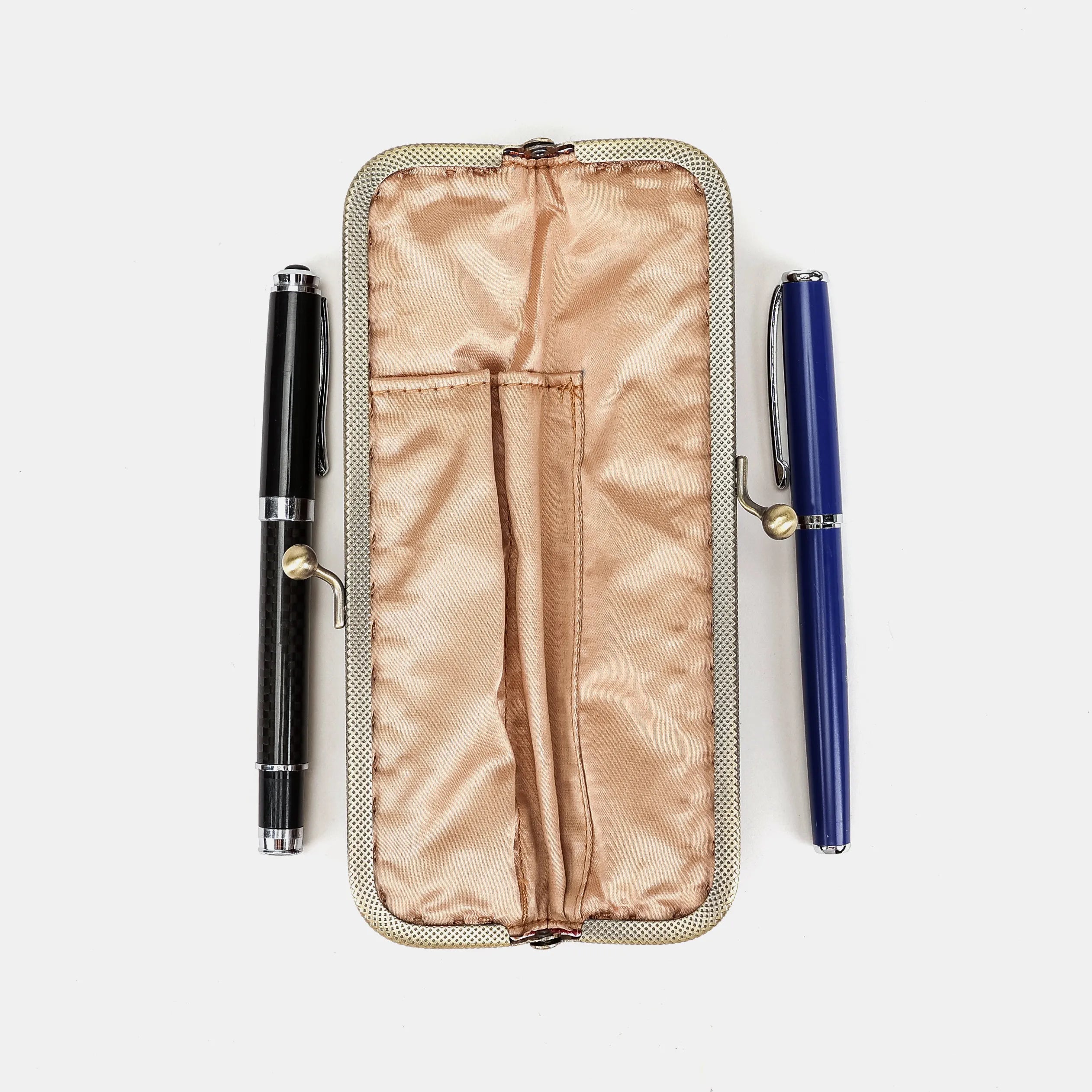 Burnout velvet Wine Duo Pen Case Carpetbag of America open