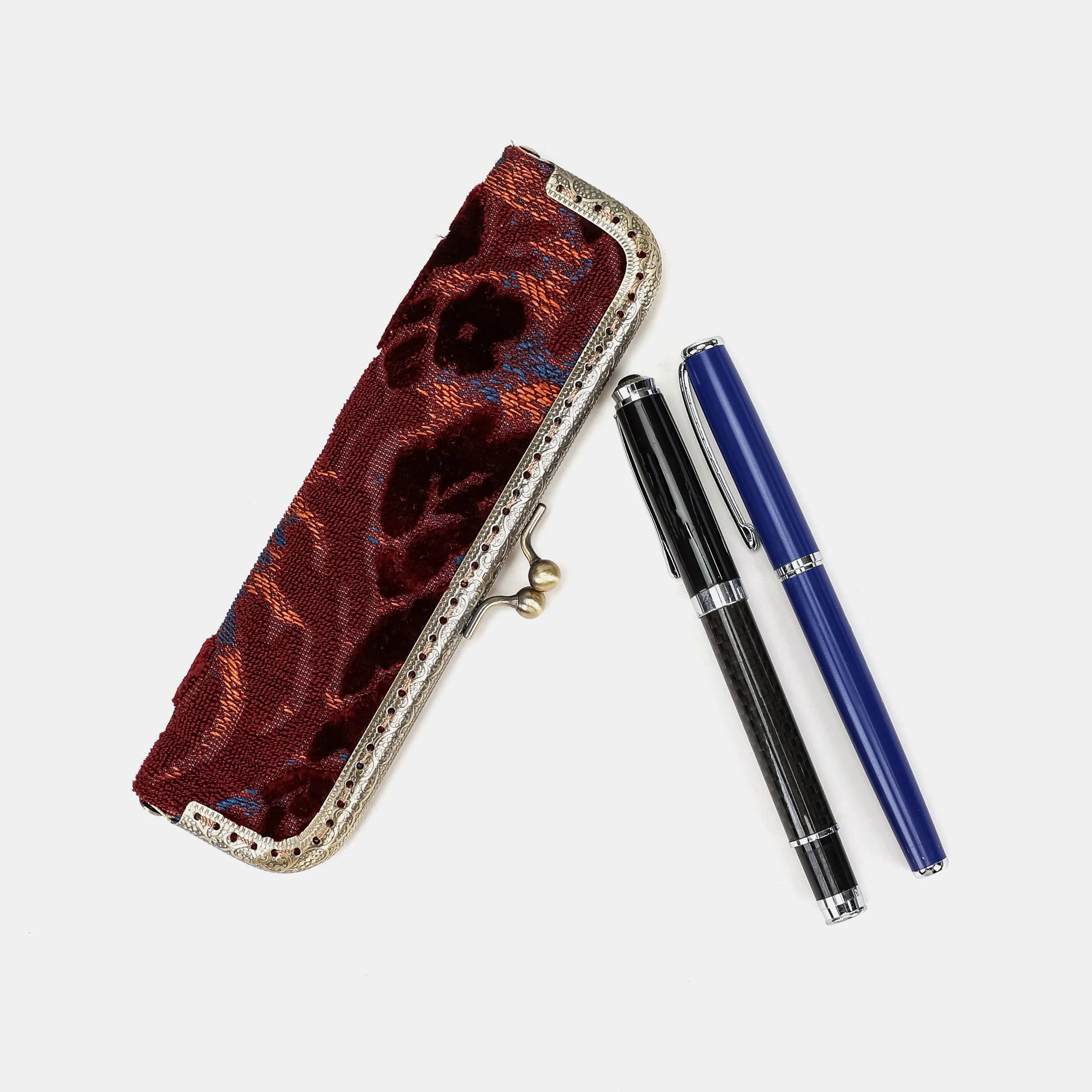 Burnout velvet Wine Duo Pen Case Carpetbag of America main