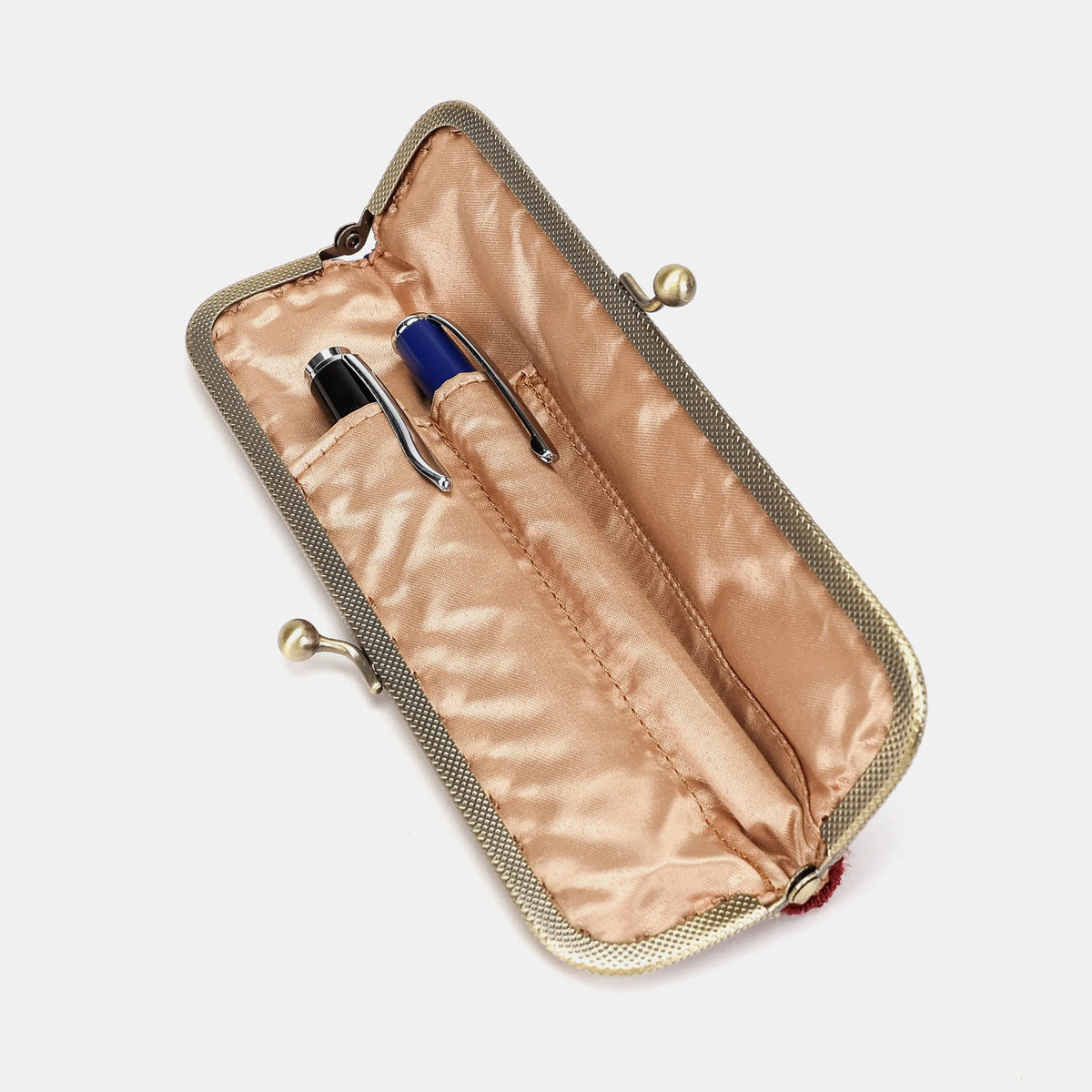 Burnout velvet Wine Duo Pen Case Carpetbag of America inside