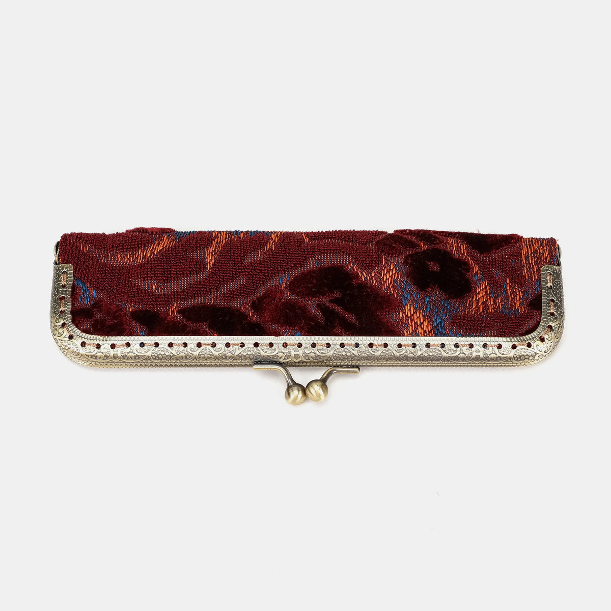Burnout velvet Wine Duo Pen Case Carpetbag of America front