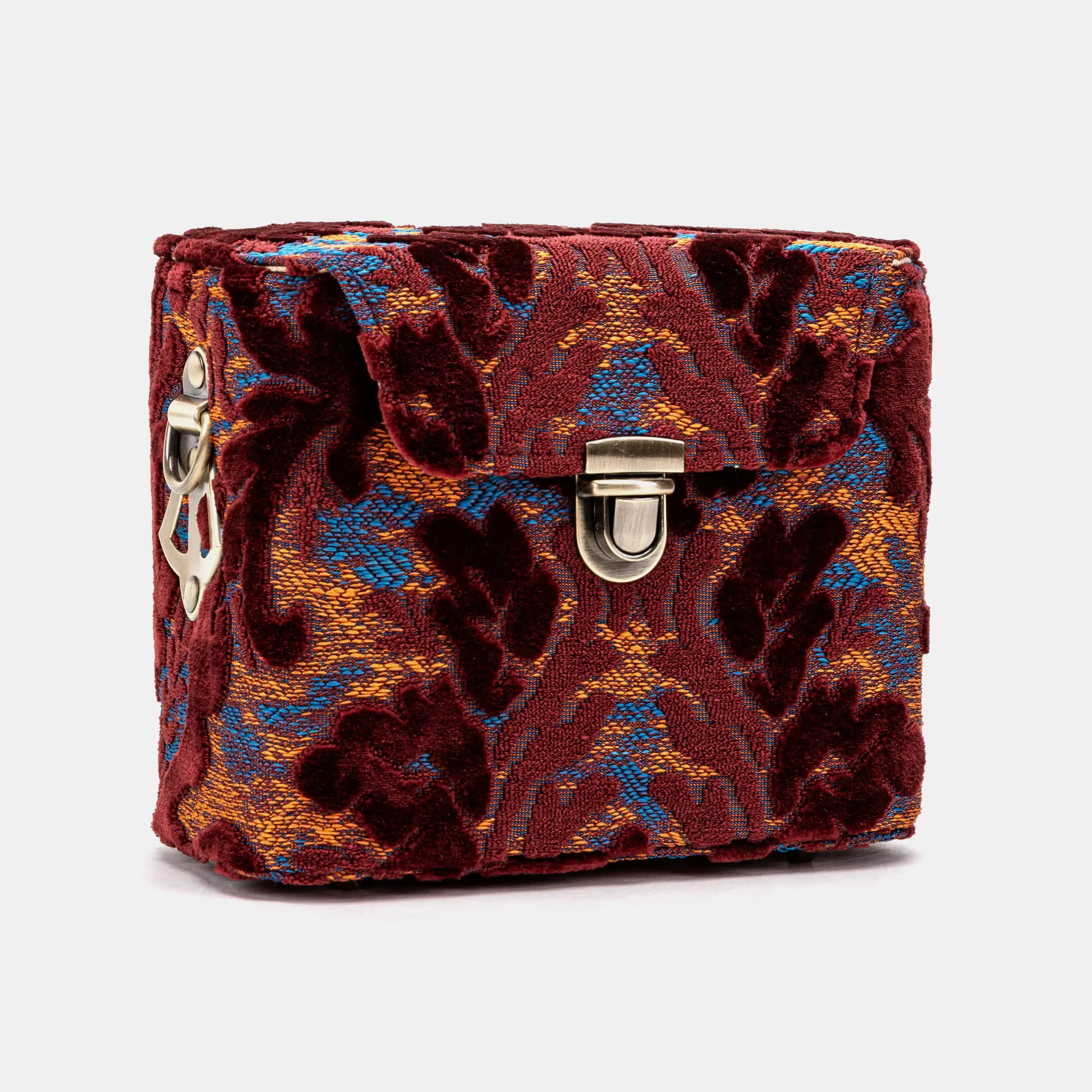 Burnout Velvet Wine Emma Small Train Case Crossbody inside