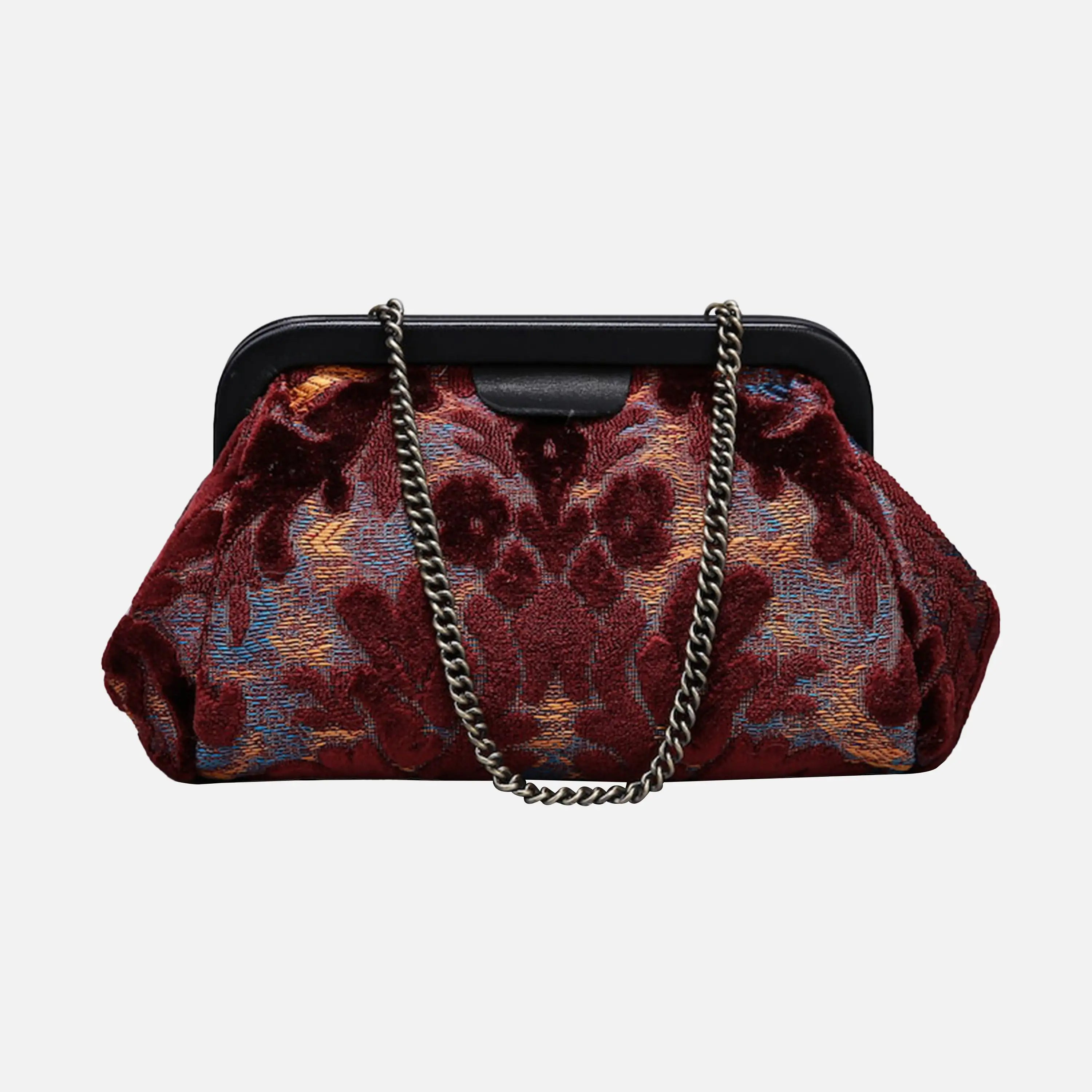 Burnout Velvet Wine Evening Bag Clutch carpet bag of America main