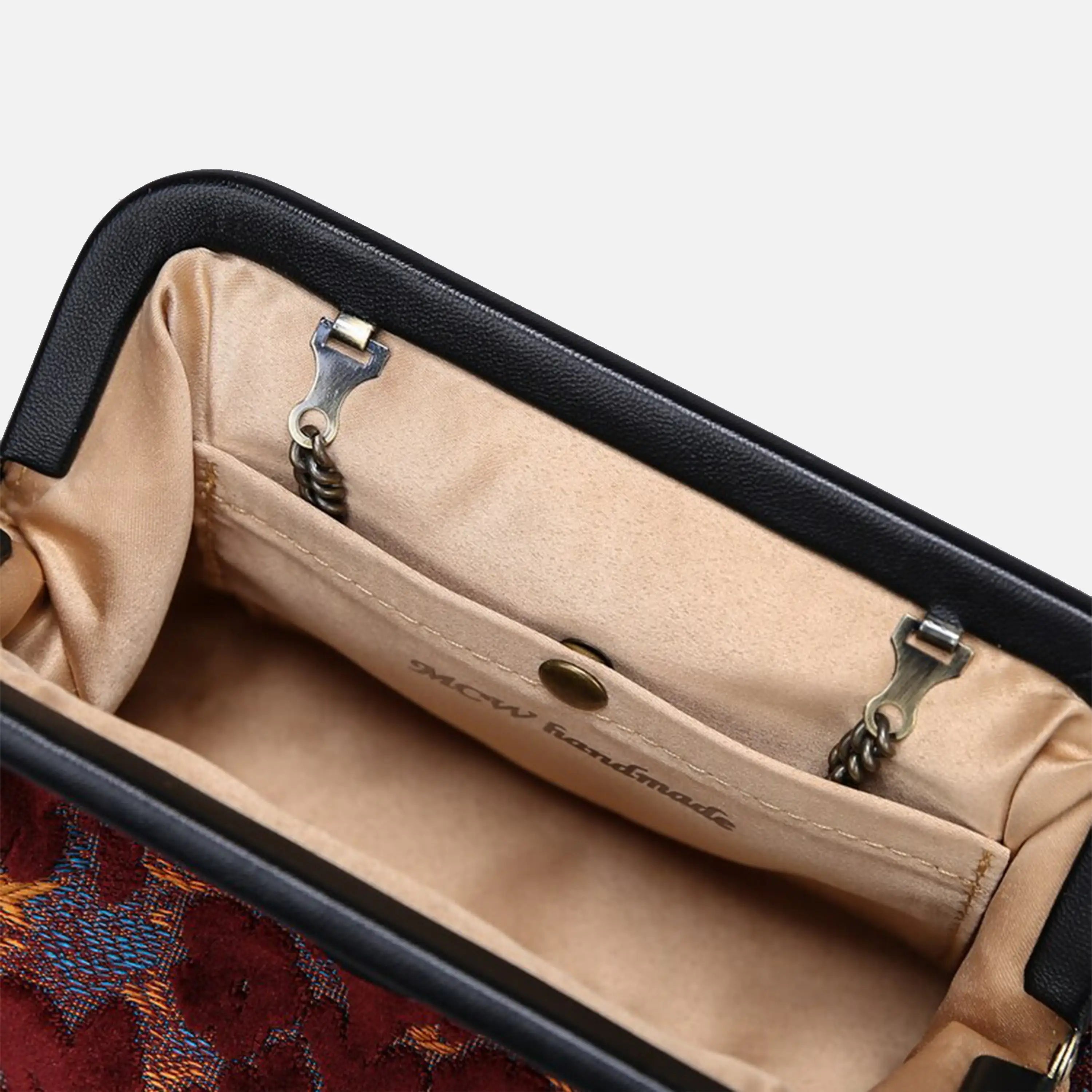 Burnout Velvet Wine Evening Bag Clutch carpet bag of America detail