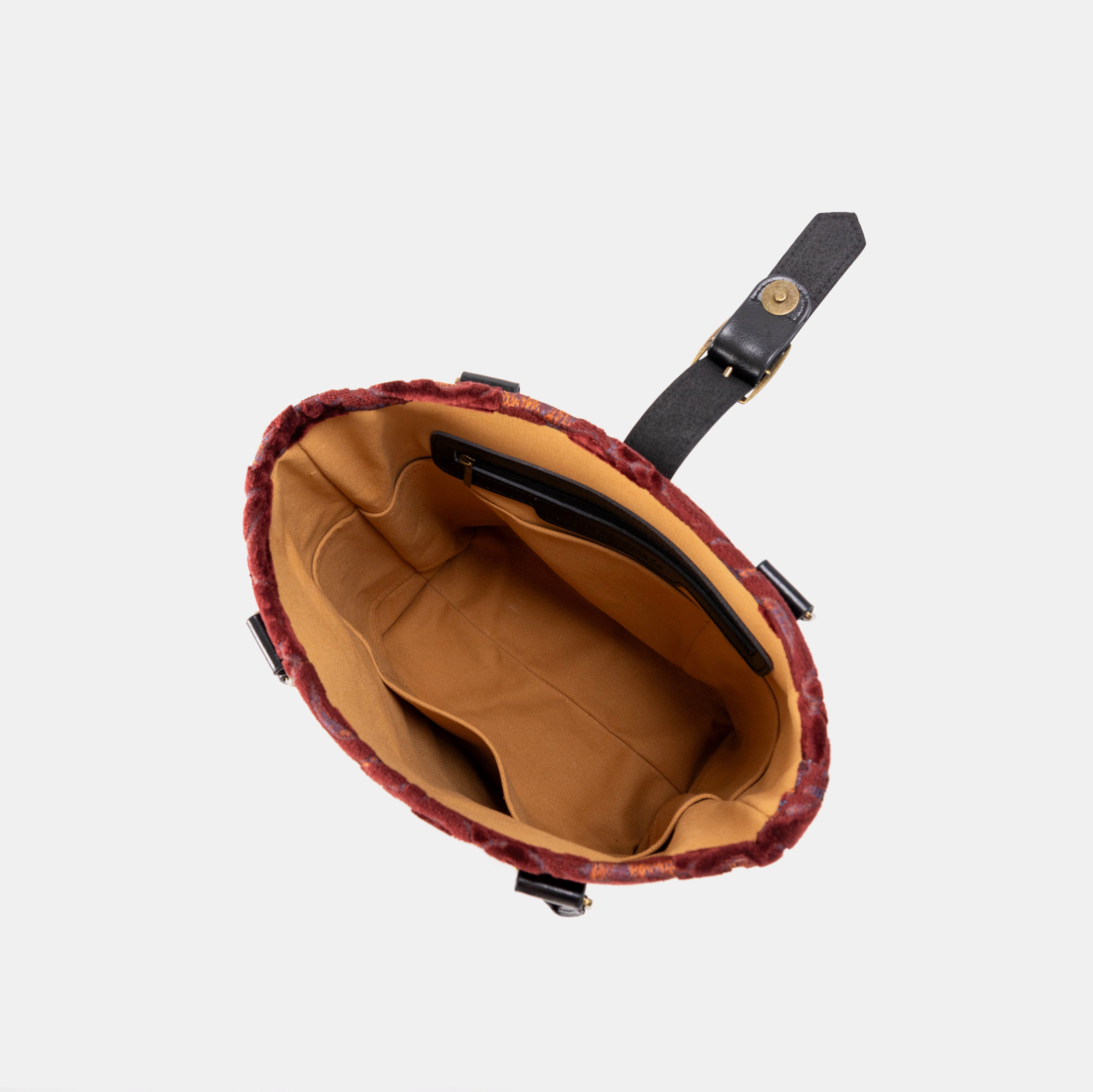 Burnout Velvet Wine Everyday Tote of America inside