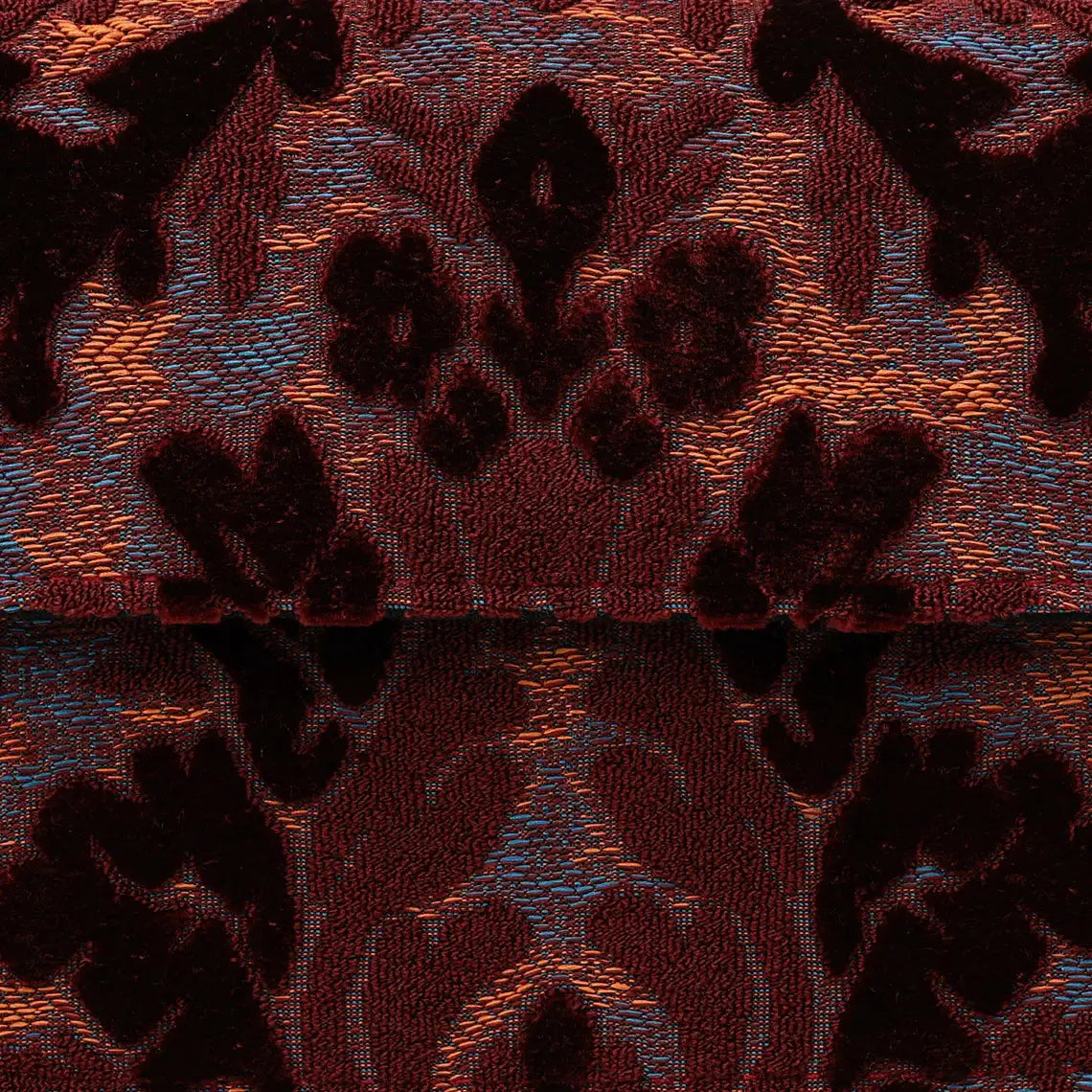 Burnout Velvet Wine Flap Crossbody Bag carpet bag of America pattern