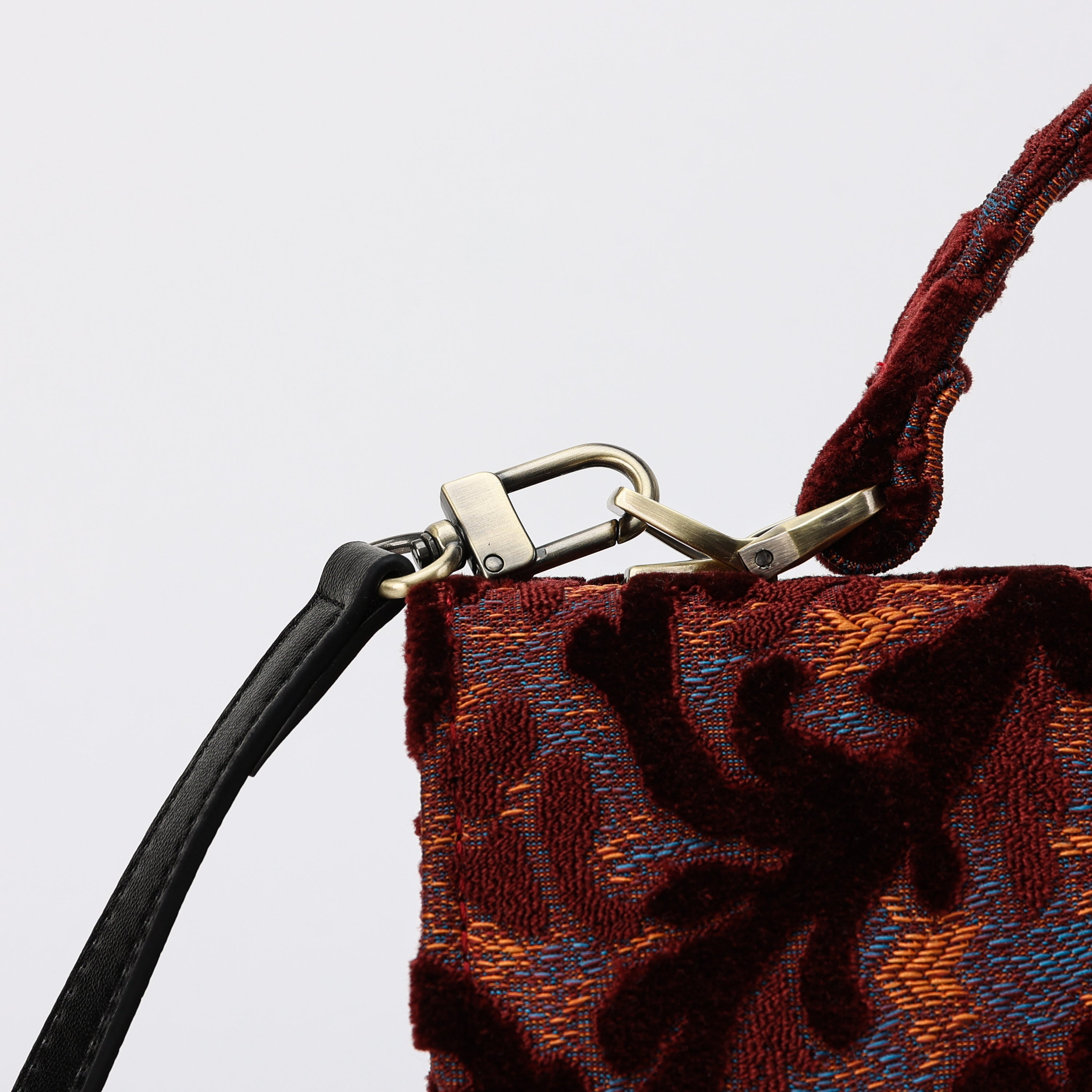 Burnout Velvet Wine Flap Satchel Carpetbag of America clasp