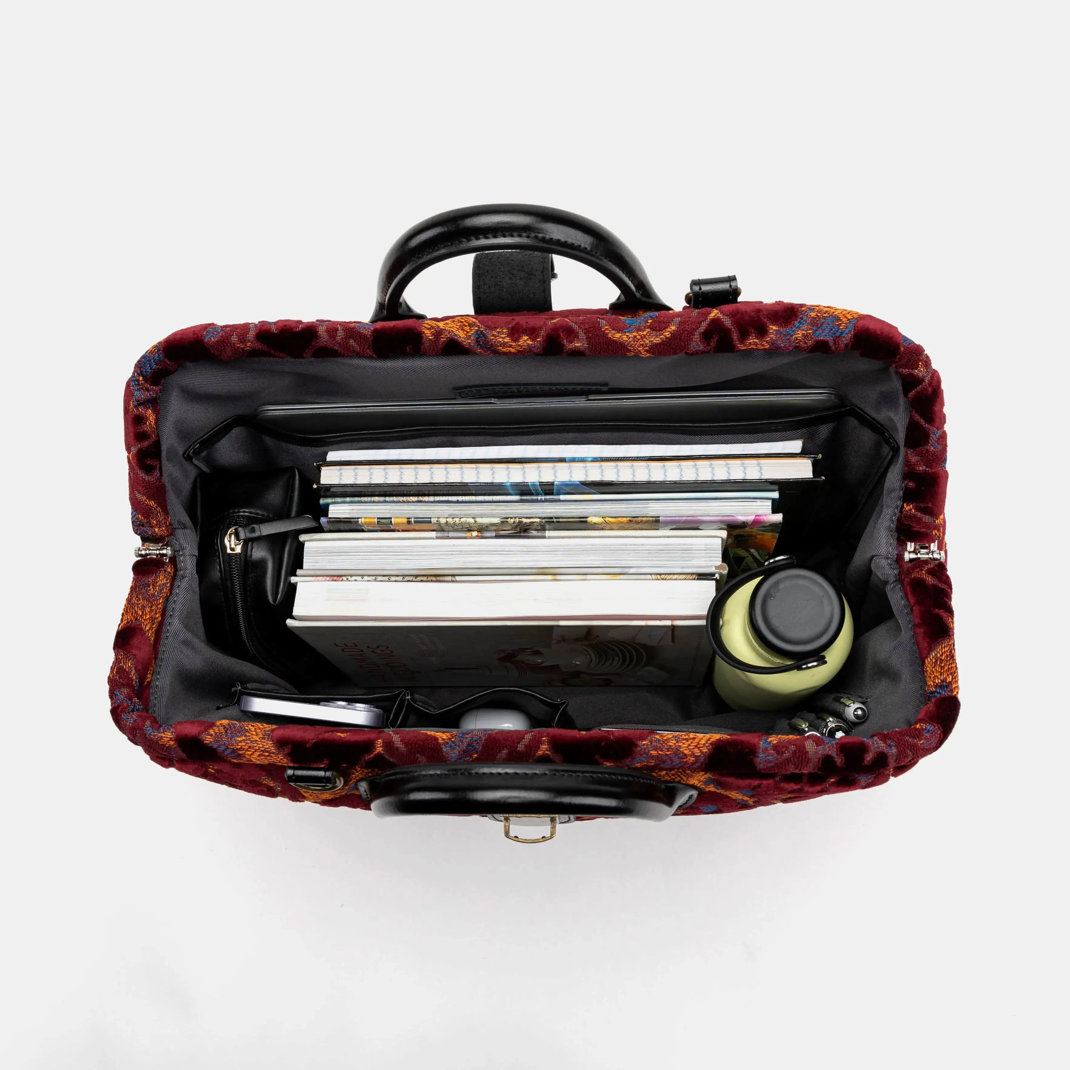 Burnout Velvet Wine Laptop Work Bag   of America inside