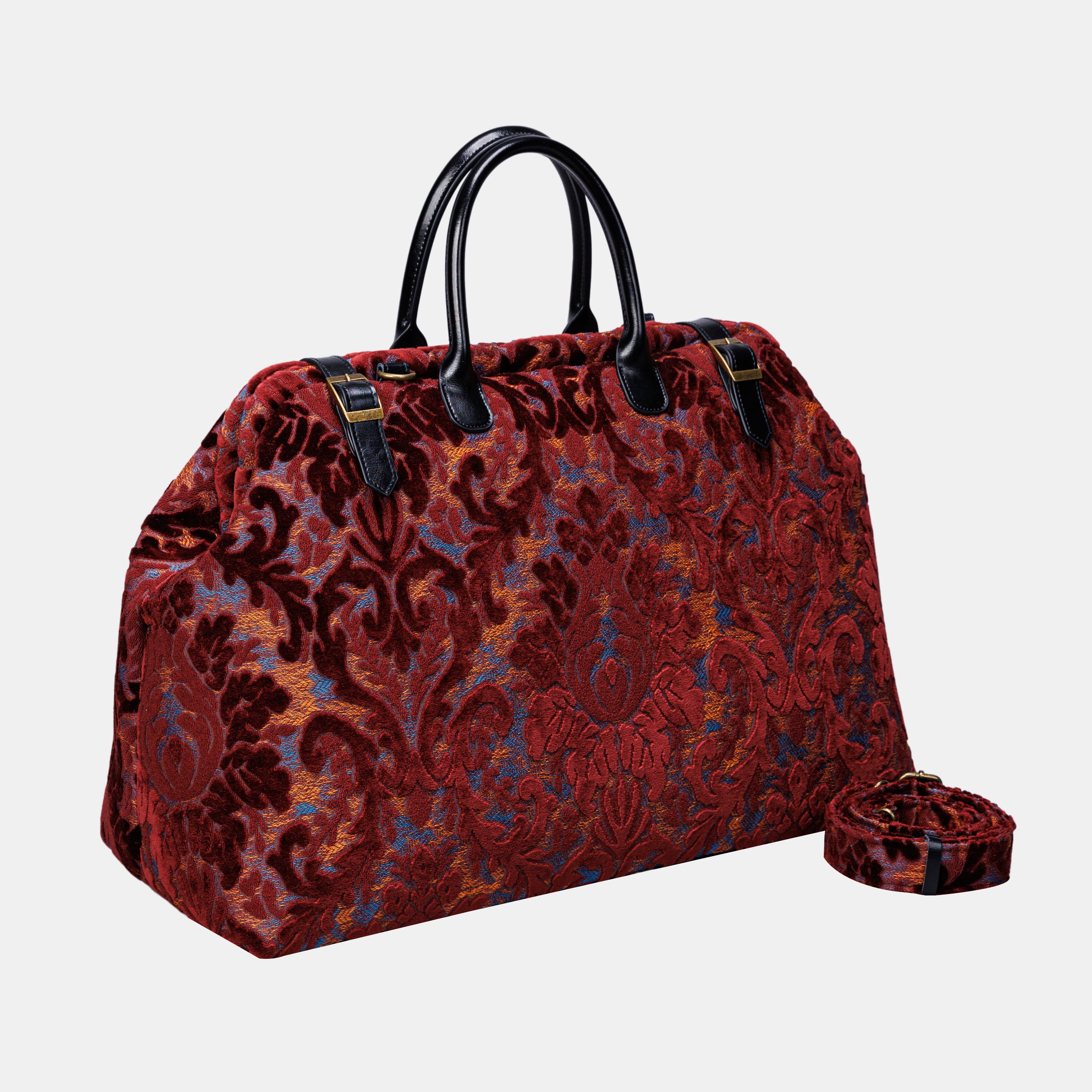 Burnout Velvet Wine Large Carpetbag   of America with shoulder strap