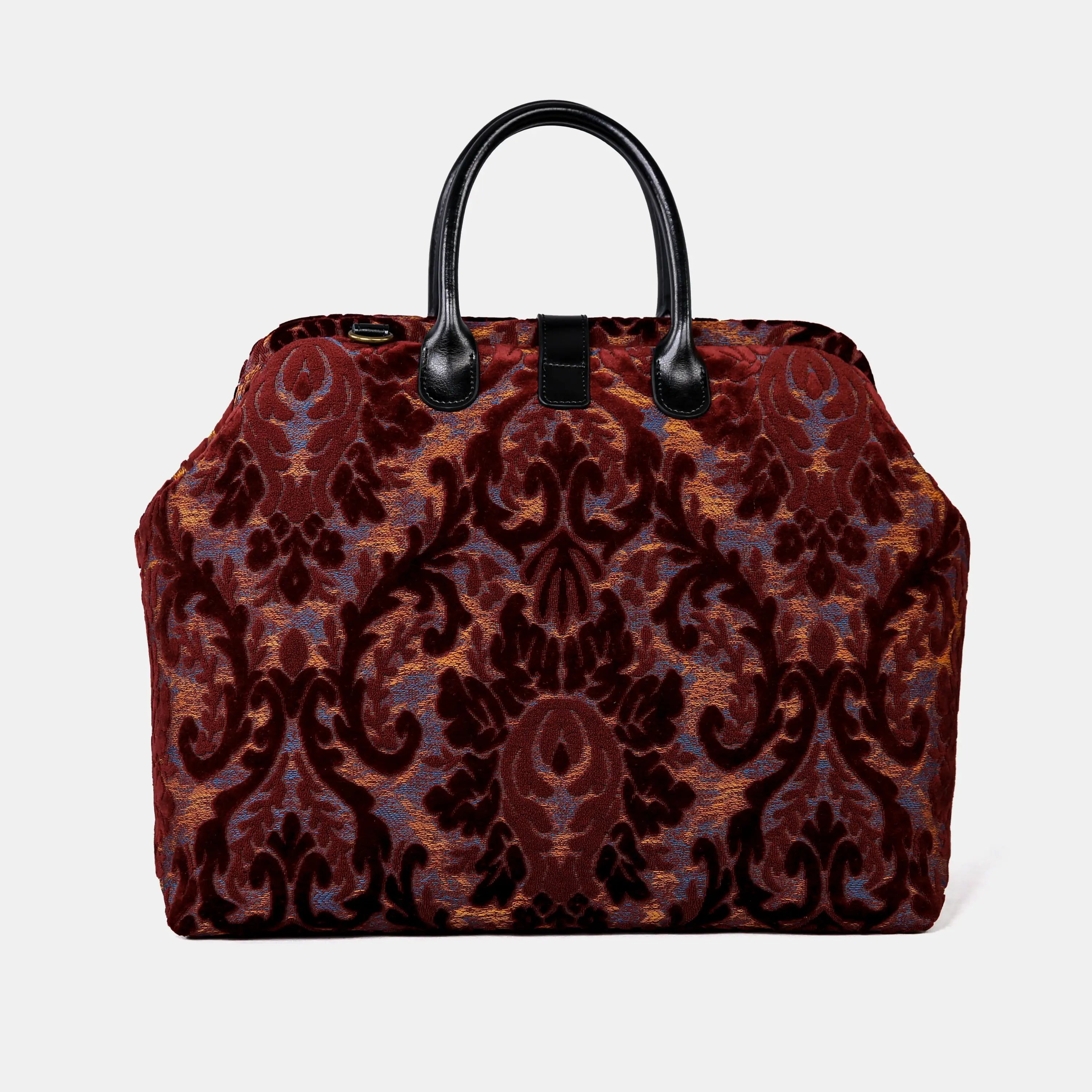 Burnout Velvet Wine Mary Poppins Weekender Carpetbag of America back