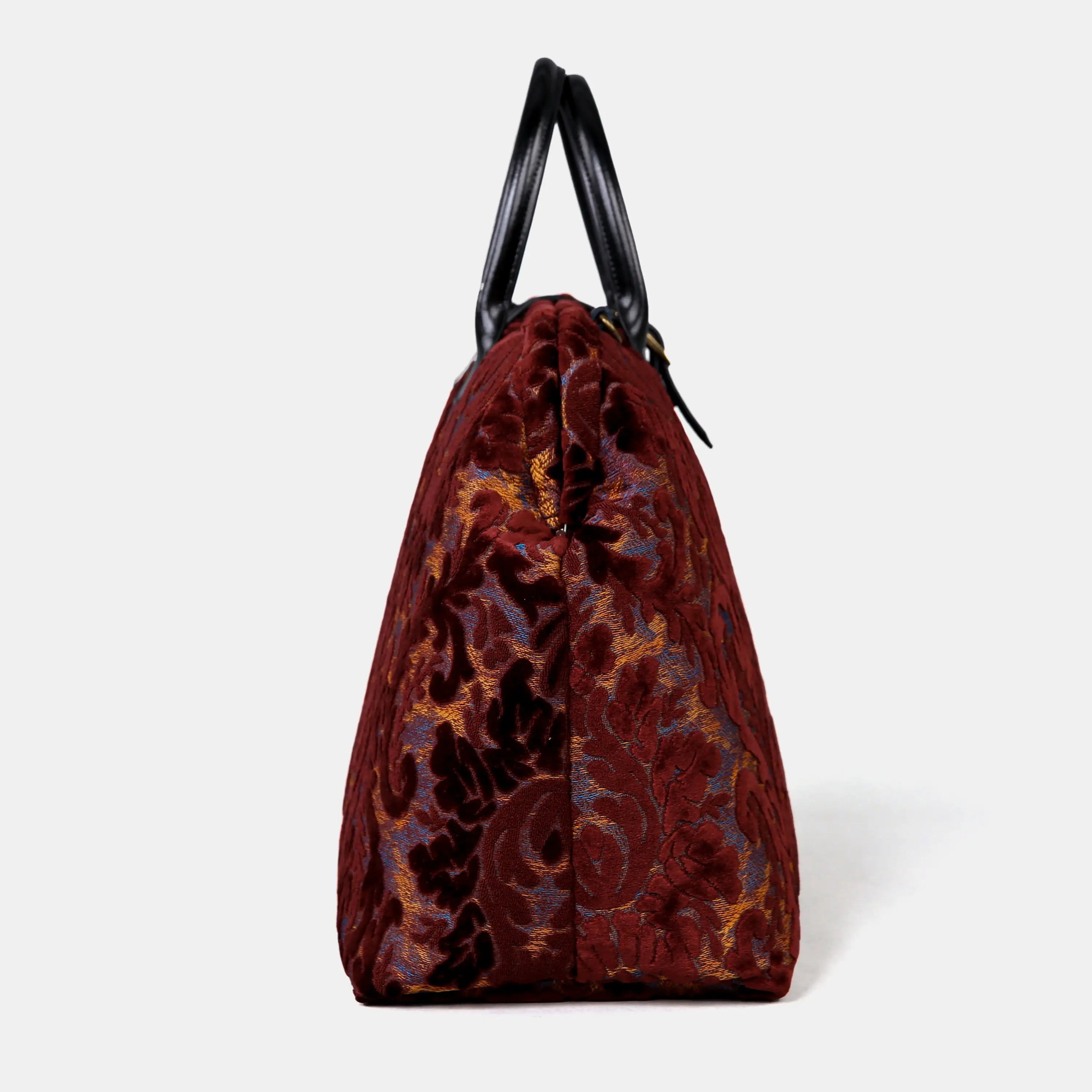 Burnout Velvet Wine Mary Poppins Weekender Carpetbag of America side