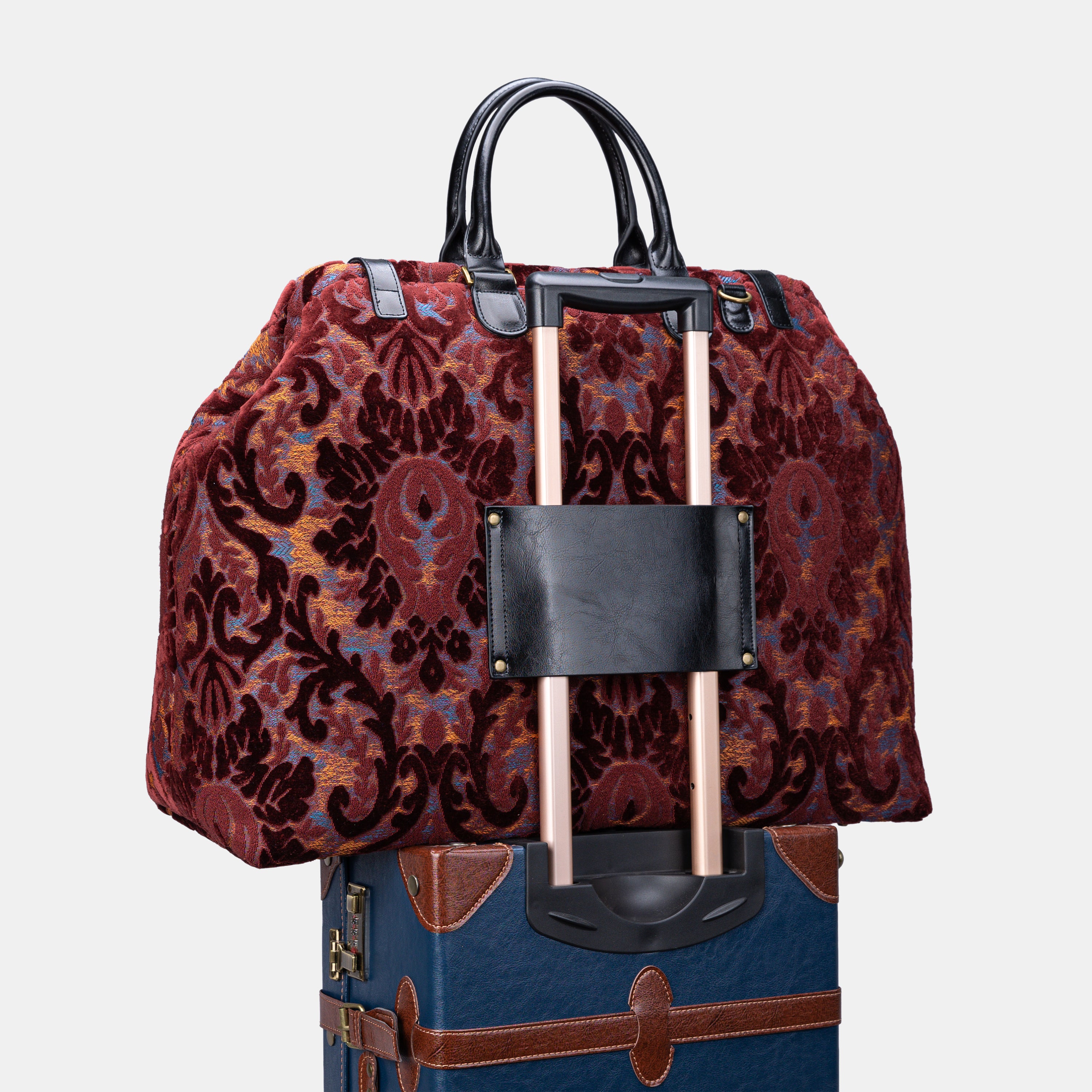 Burnout Velvet Wine Men's Carpetbag of America with luggage sleeve-5