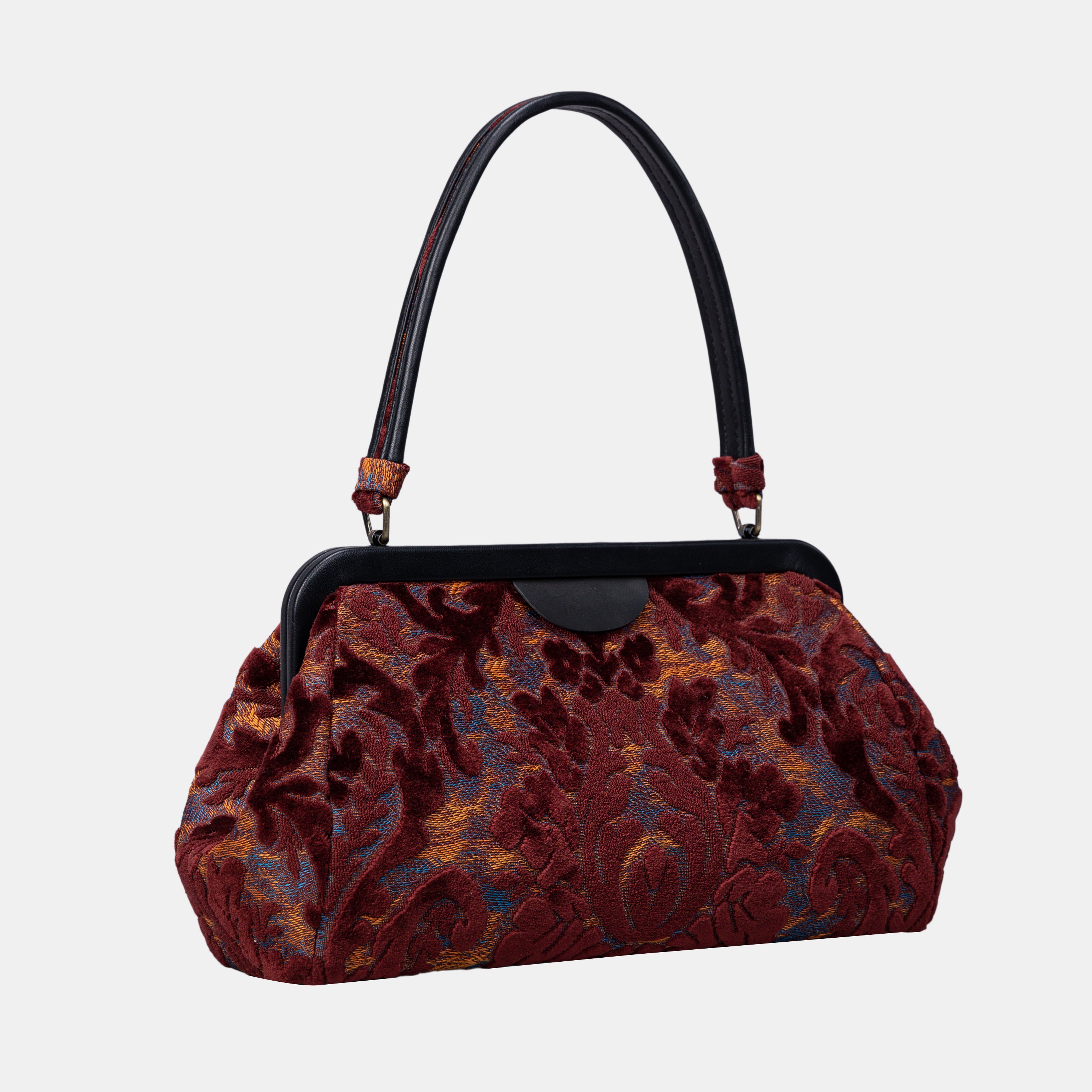 Burnout Velvet Wine Shoulder Bag left
