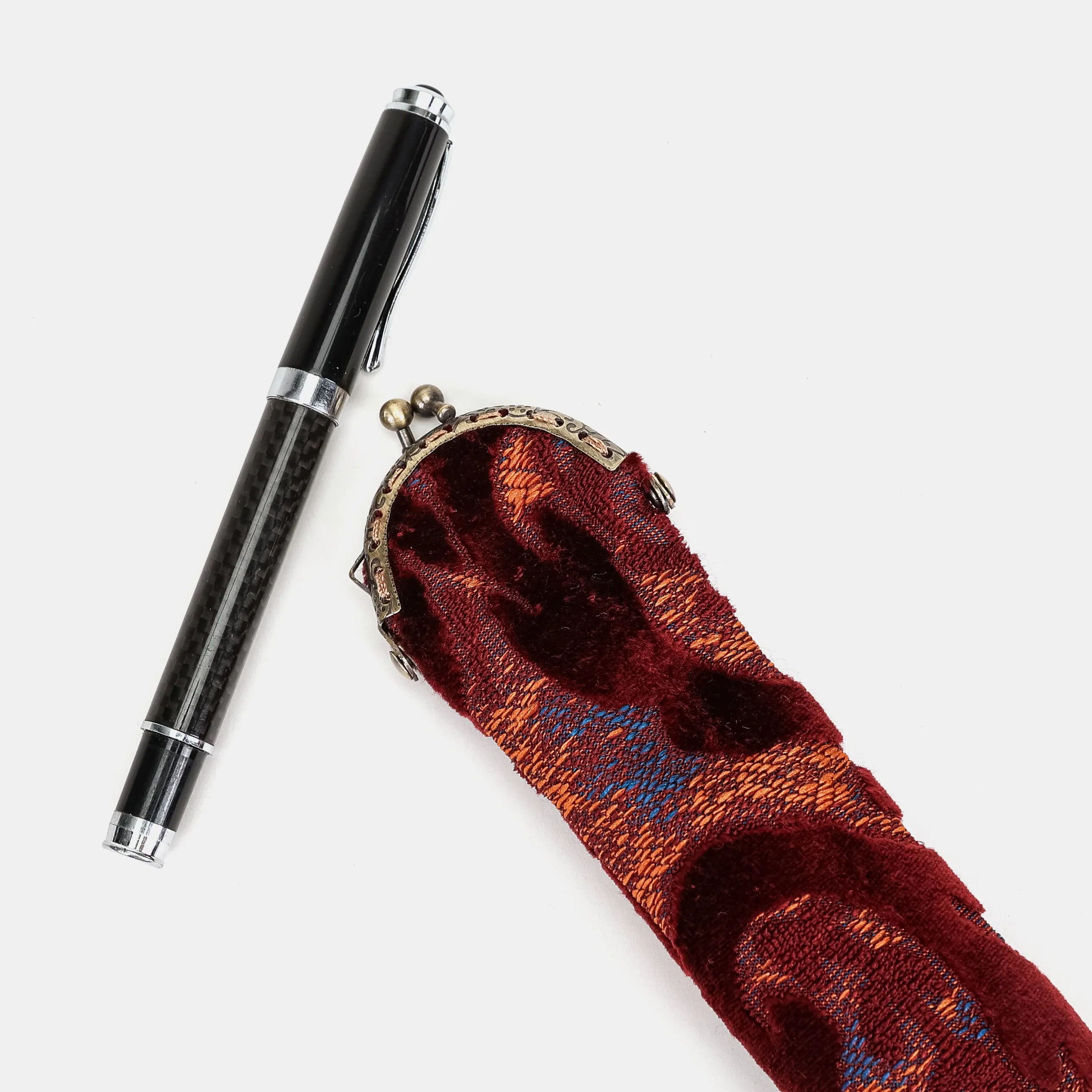 Burnout Velvet Wine Solo Pen Case Carpetbag of America with pen
