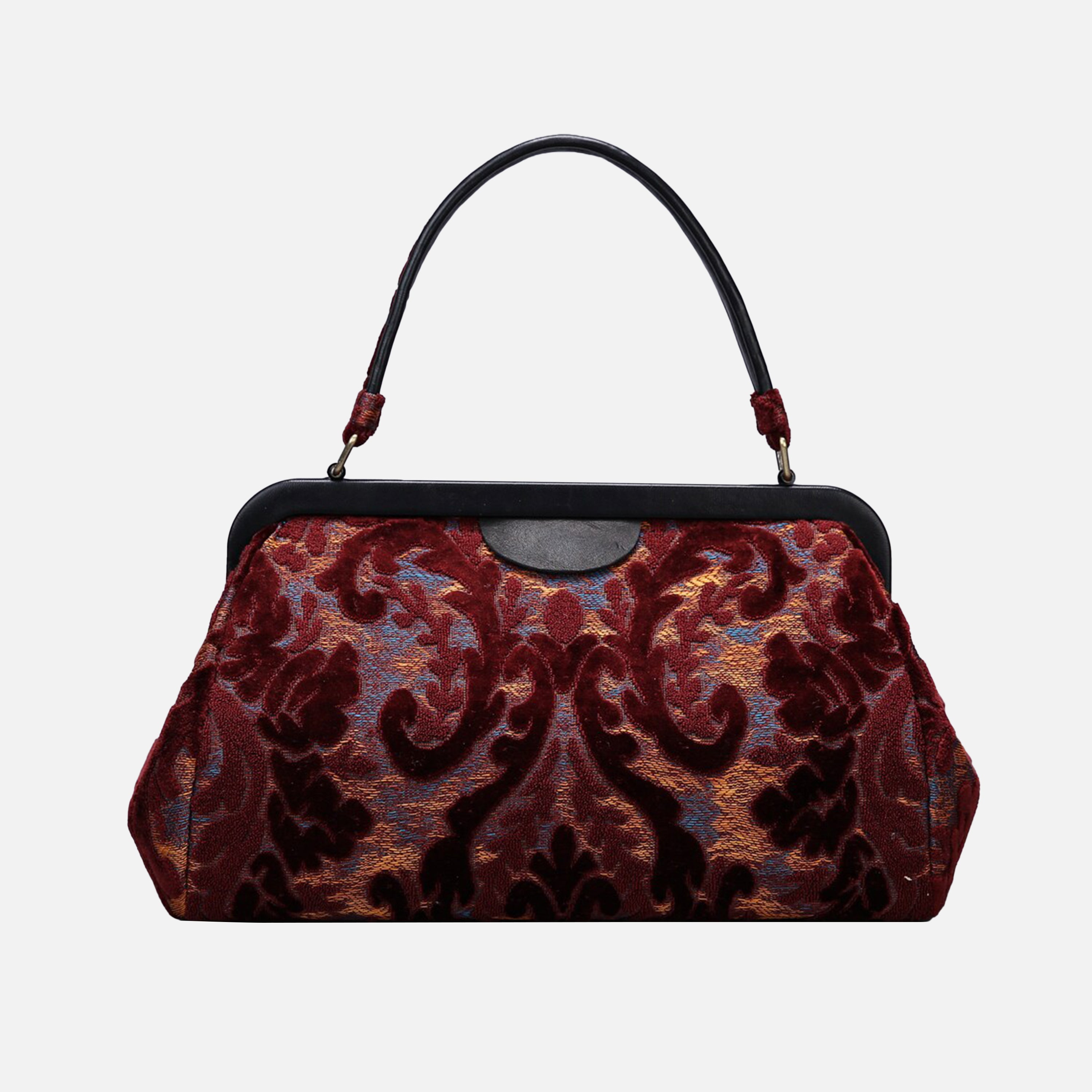 Burnout Velvet Wine Top Handle Purse carpet bag of America overview