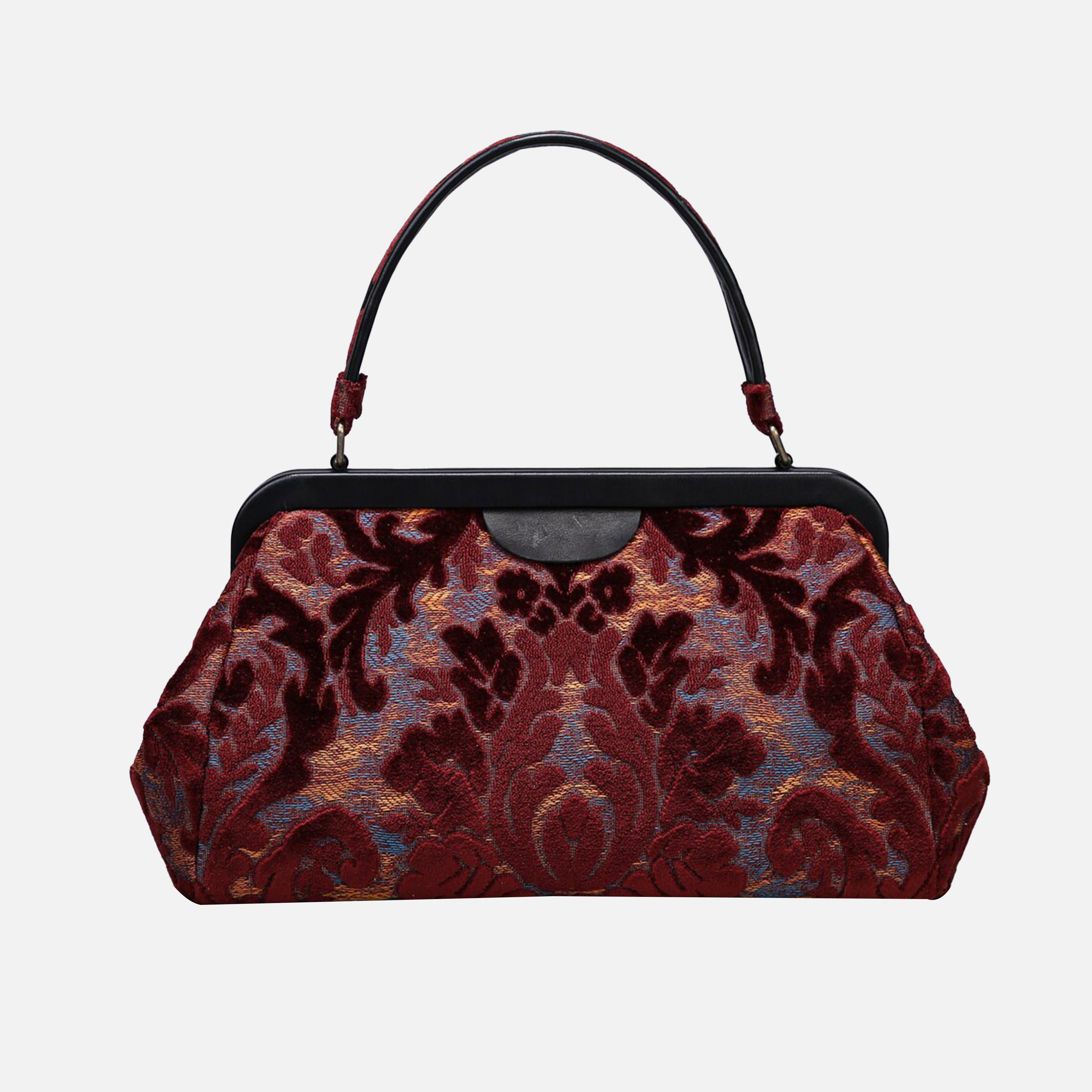 Burnout Velvet Wine Top Handle Purse carpet bag of America main