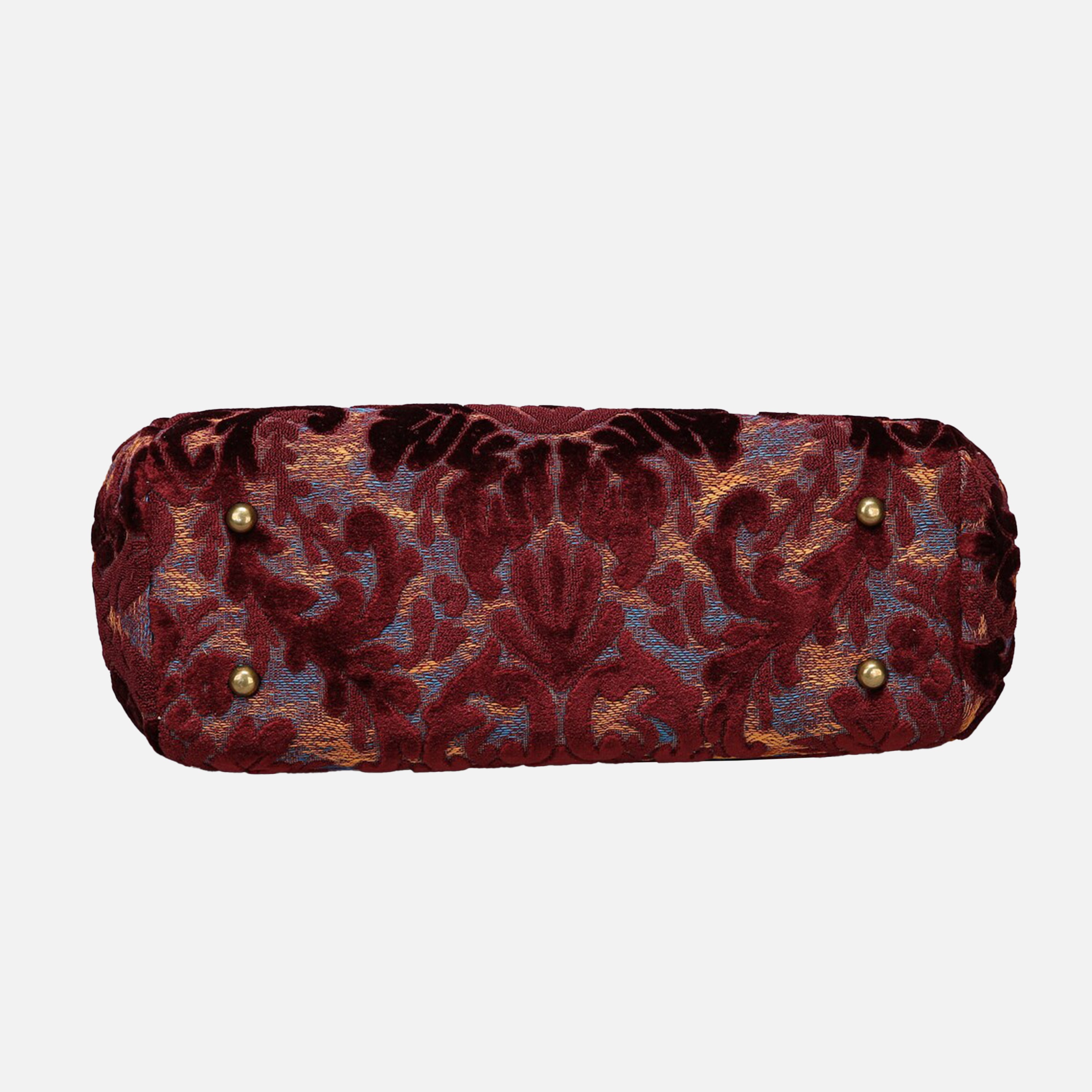 Burnout Velvet Wine Top Handle Purse carpet bag of America bottom