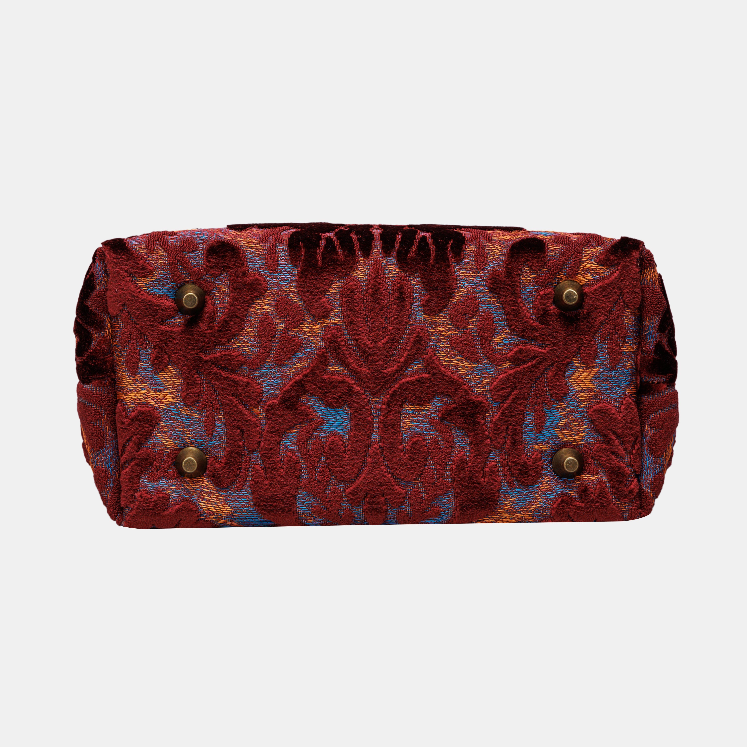 Burnout Velvet Wine Tuck Lock Carpet Satchel carpet bag MCW Handmade of America bottom