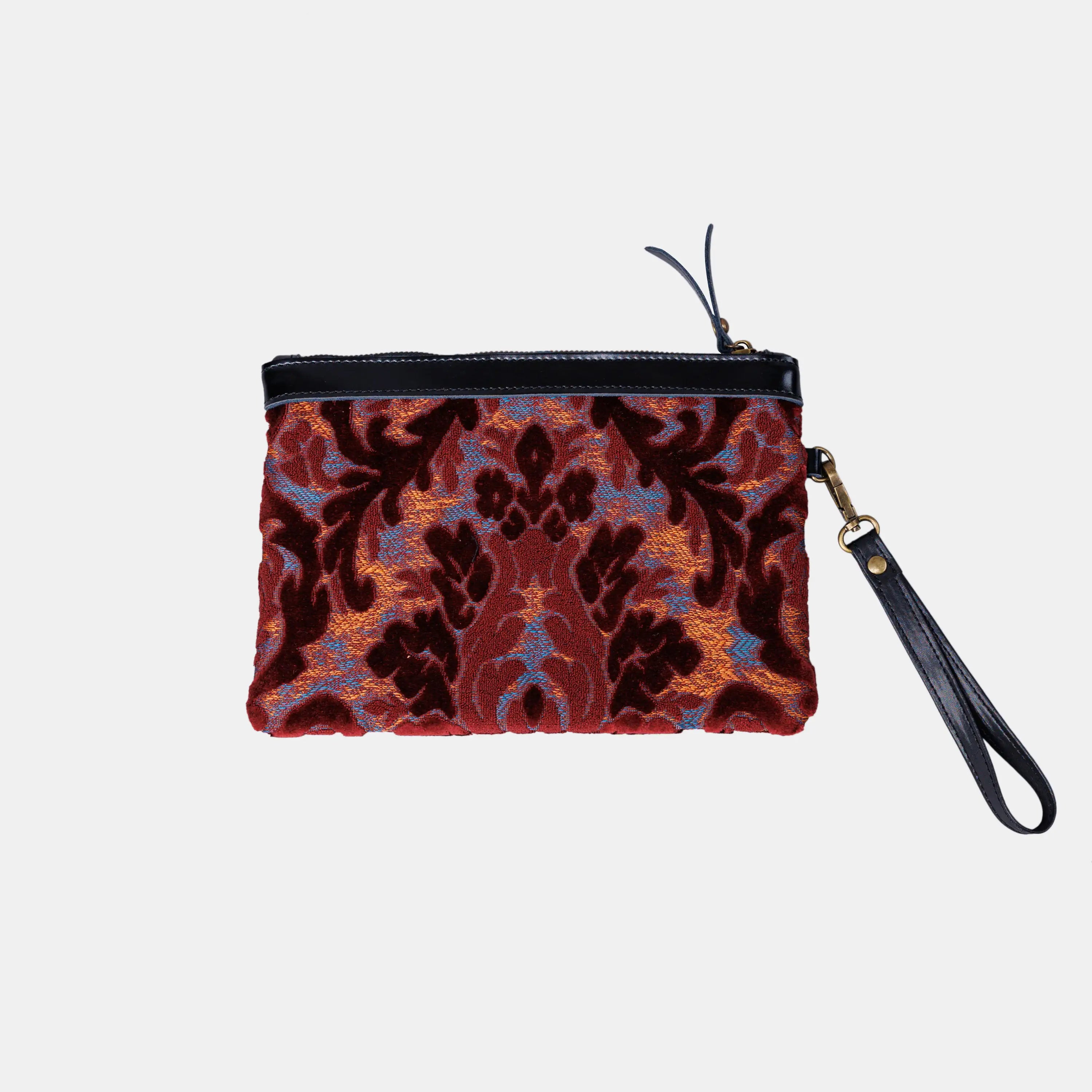 Burnout Velvet Wine Wristlet Clutch carpet bag MCW Handmade back
