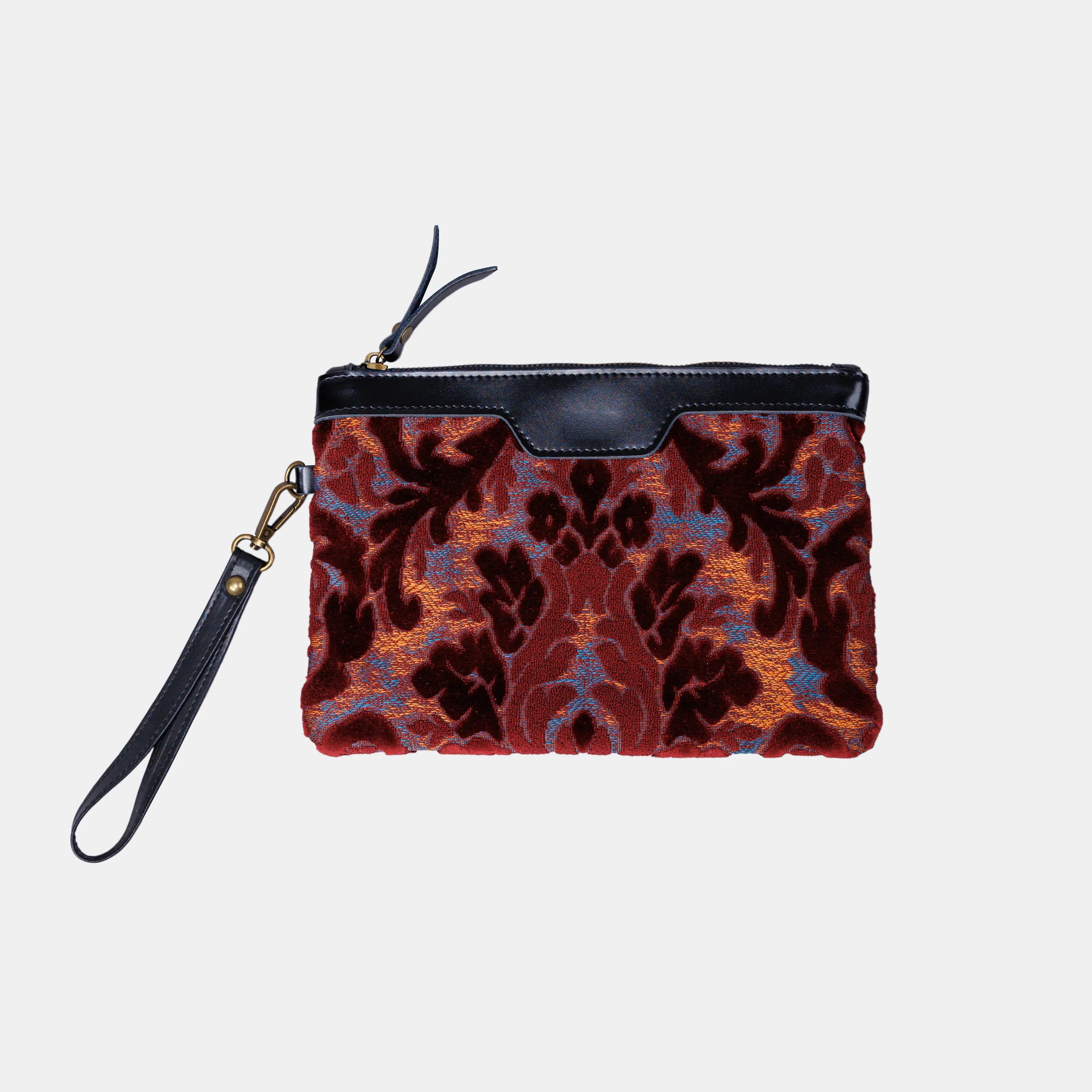 Burnout Velvet Wine Wristlet Clutch carpet bag MCW Handmade main