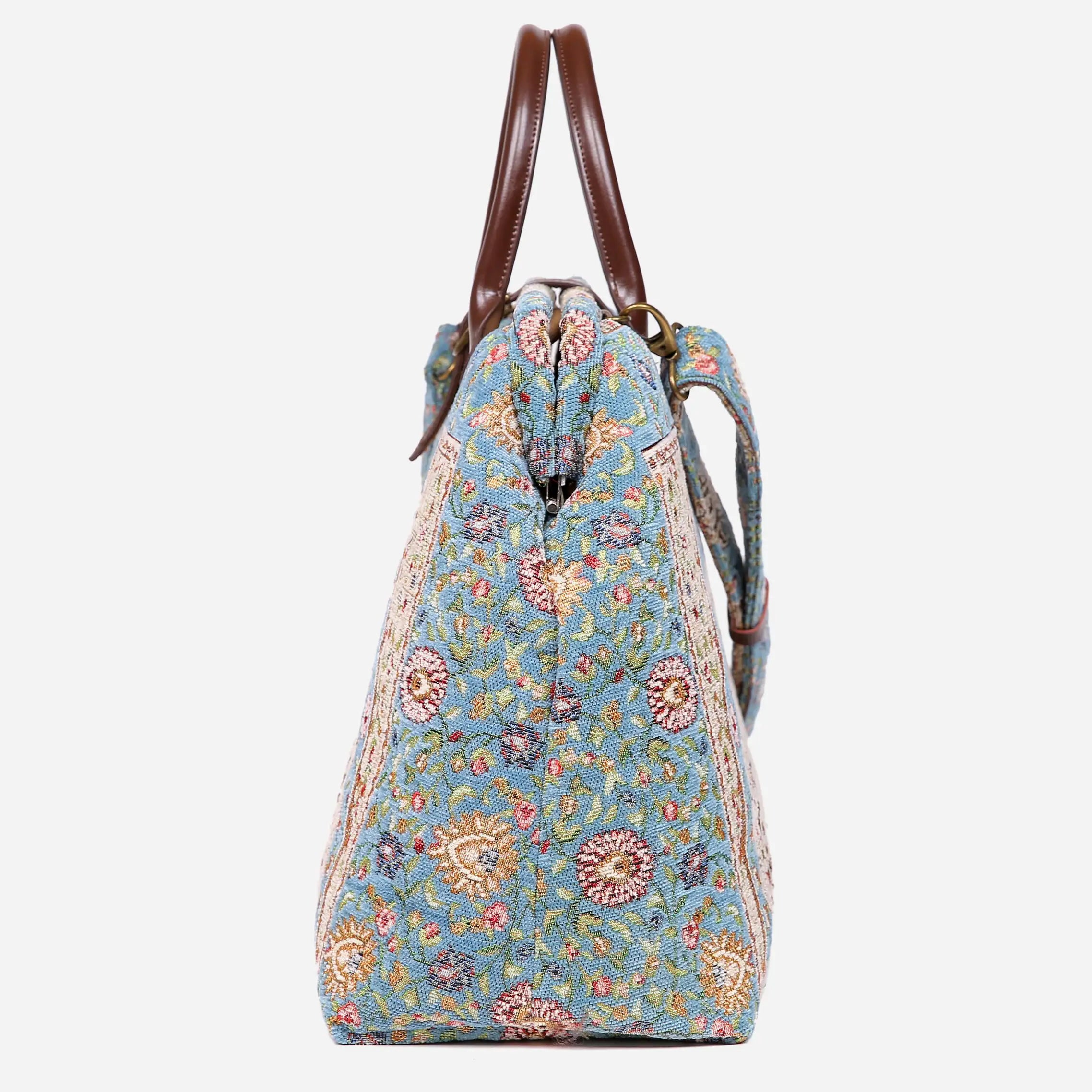 Oriental Blue Mary Poppins Weekender Carpetbag of America side
