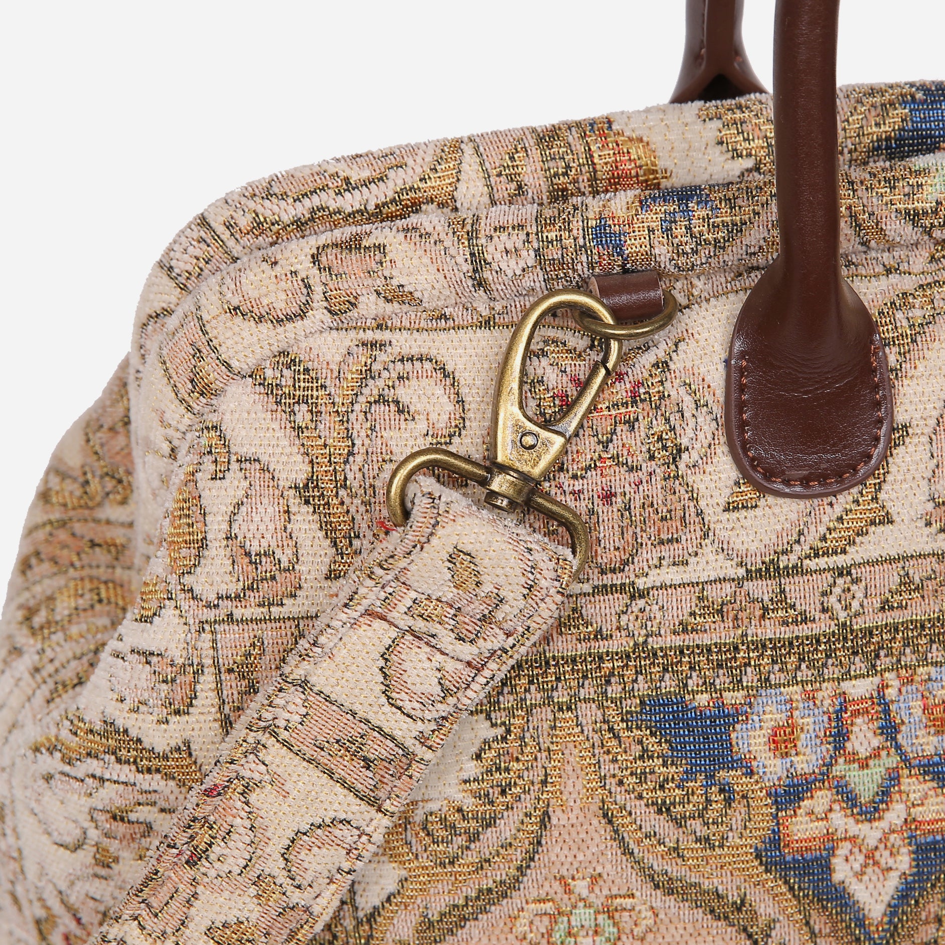 Golden Age Beige Mary Poppins Weekender carpet bag MCW Handmade-5