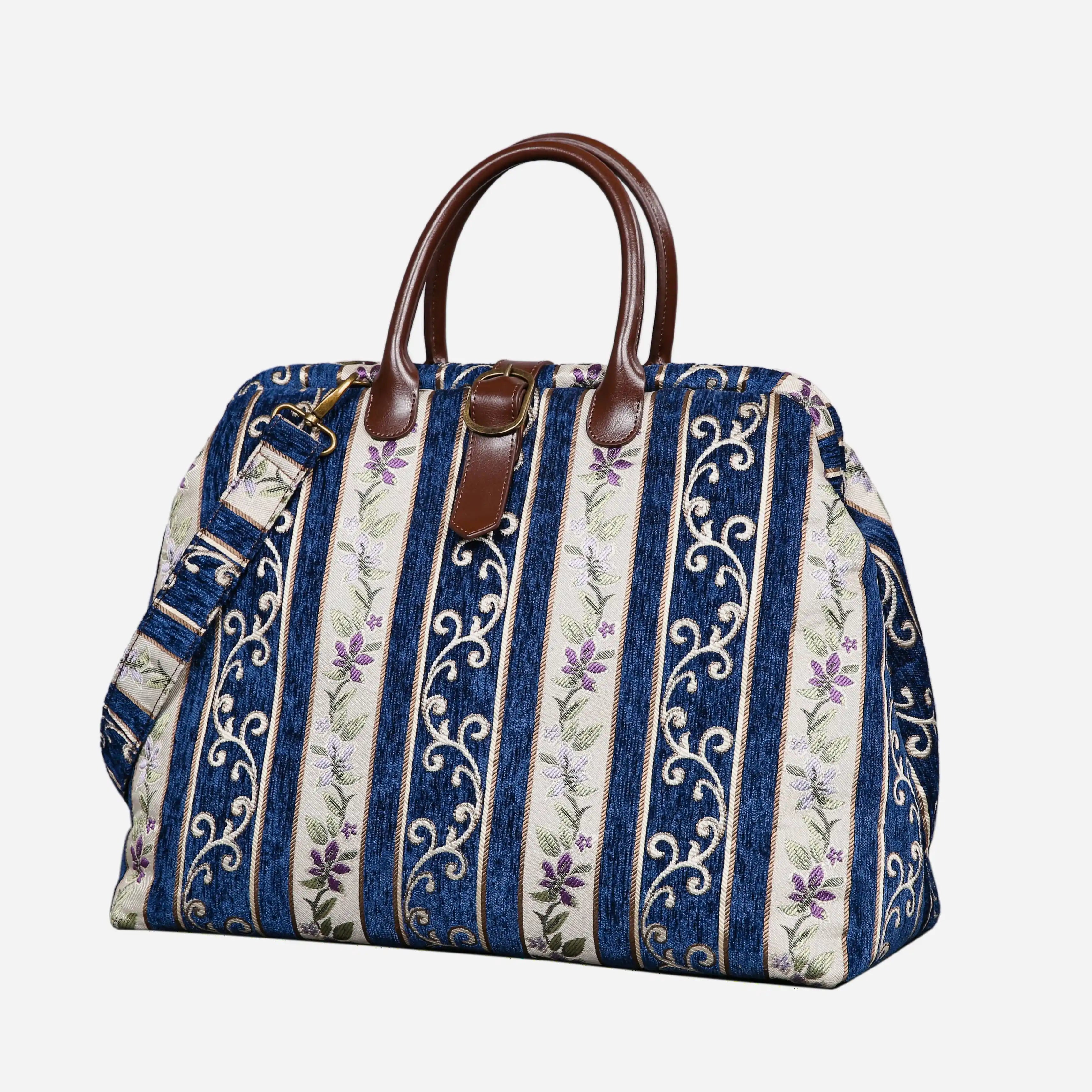 Victorian Stripes Navy Mary Poppins Weekender Carpetbag of America front