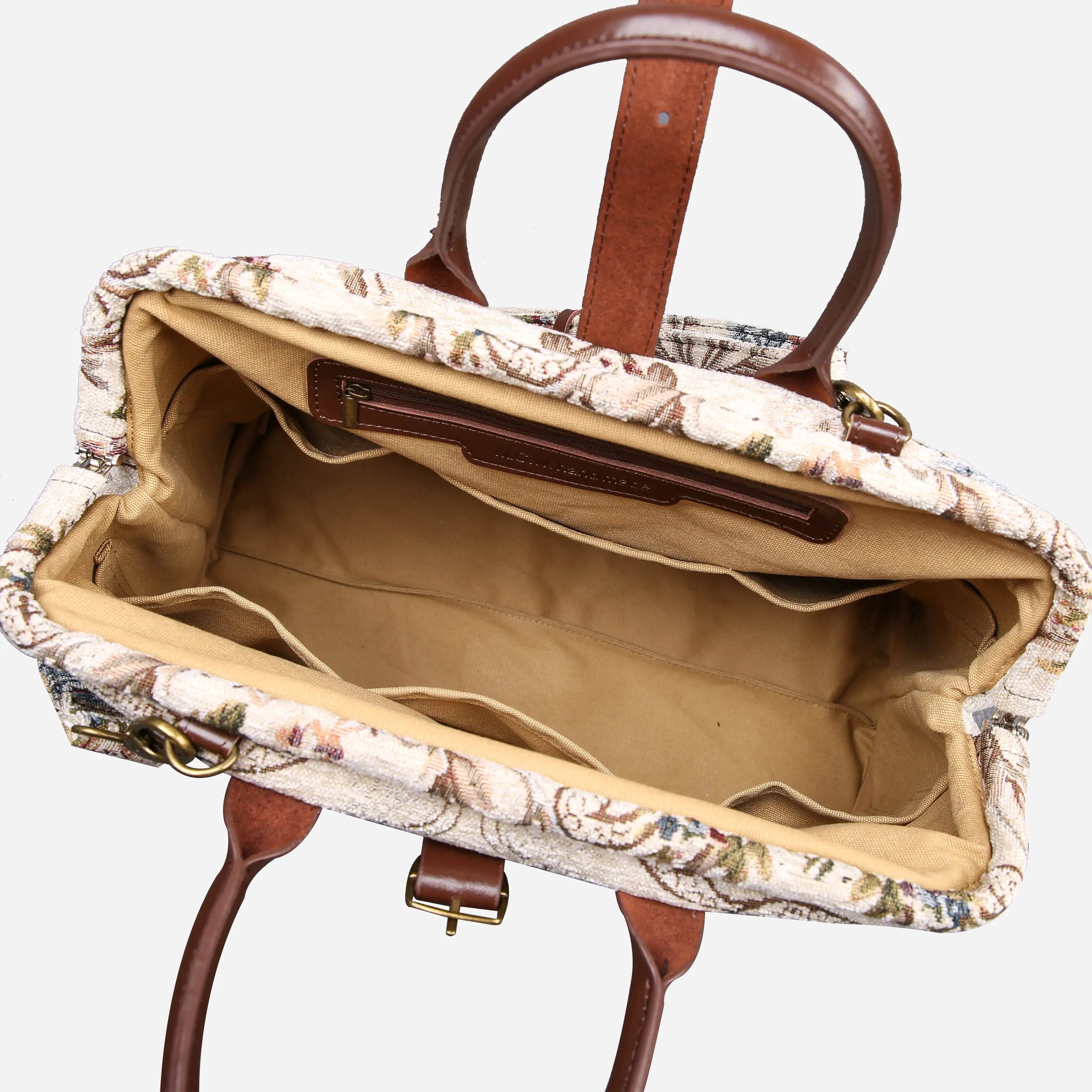 Floral Cream Mary Poppins Weekender Carpetbag open