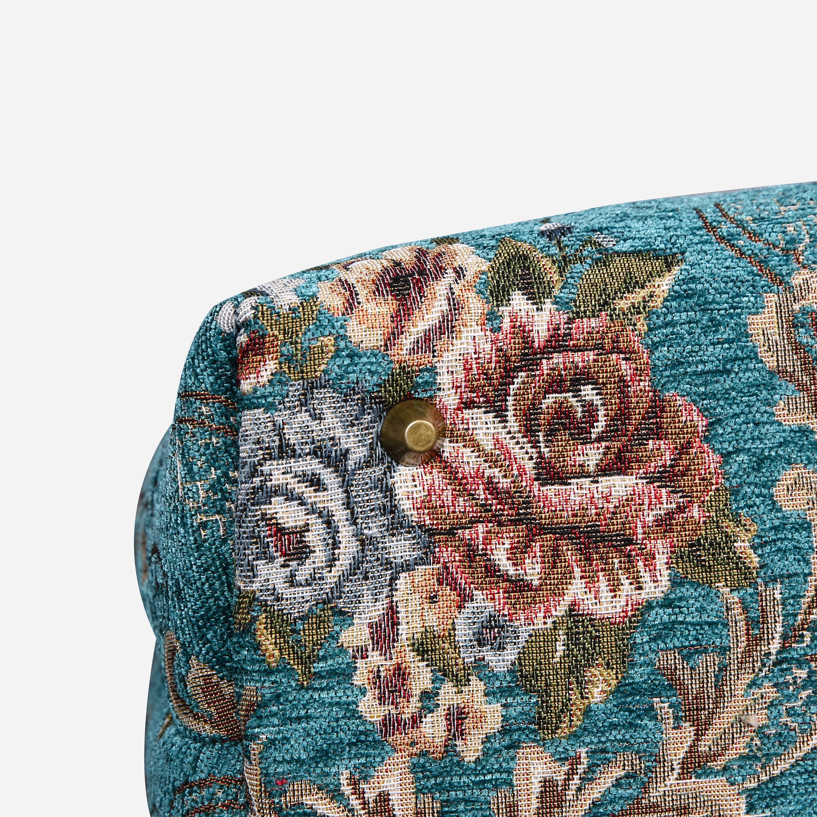 Floral Teal Mary Poppins Weekender carpet bag MCW Handmade-7