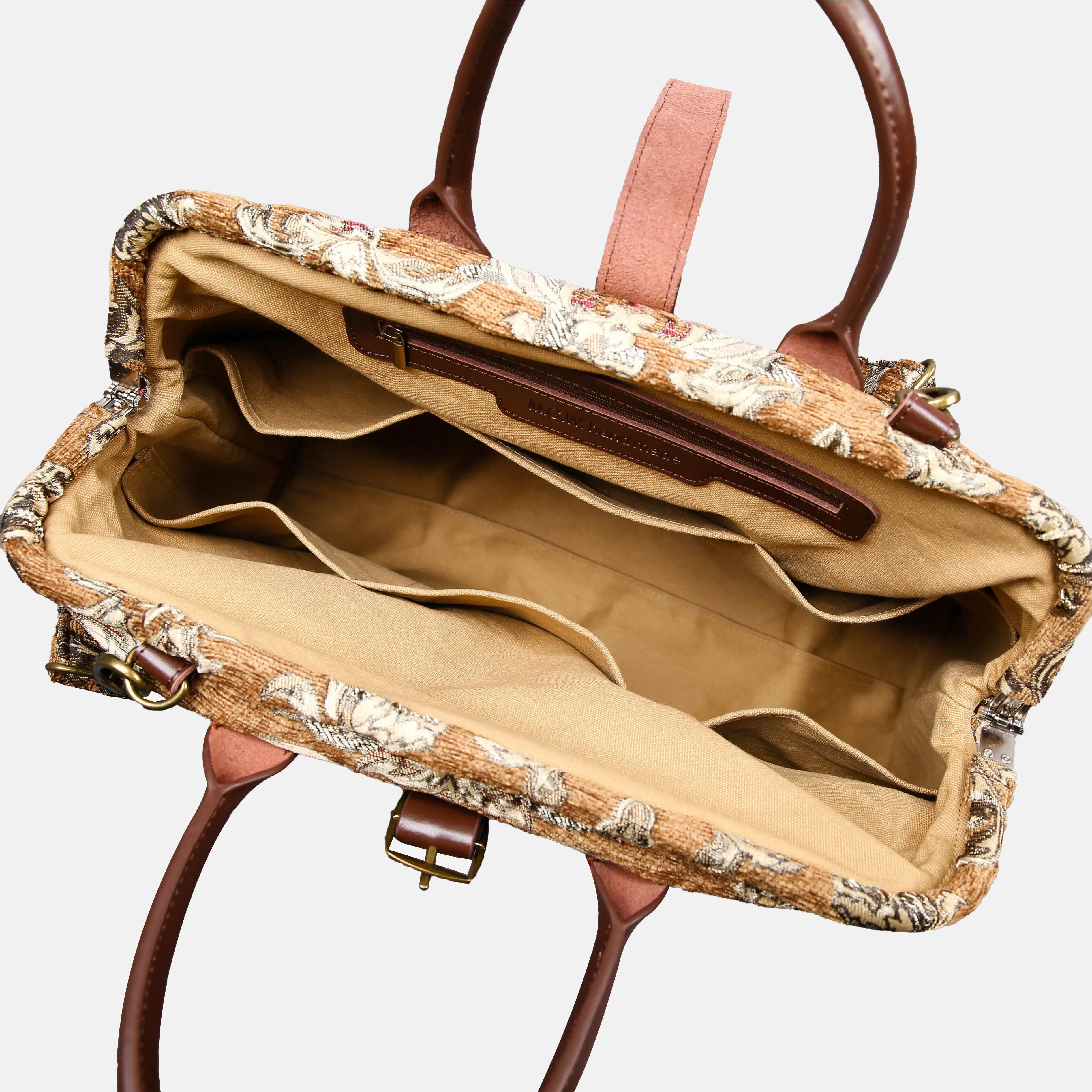 Victorian Blossom Gold-Gold Mary Poppins Weekender Carpetbag open