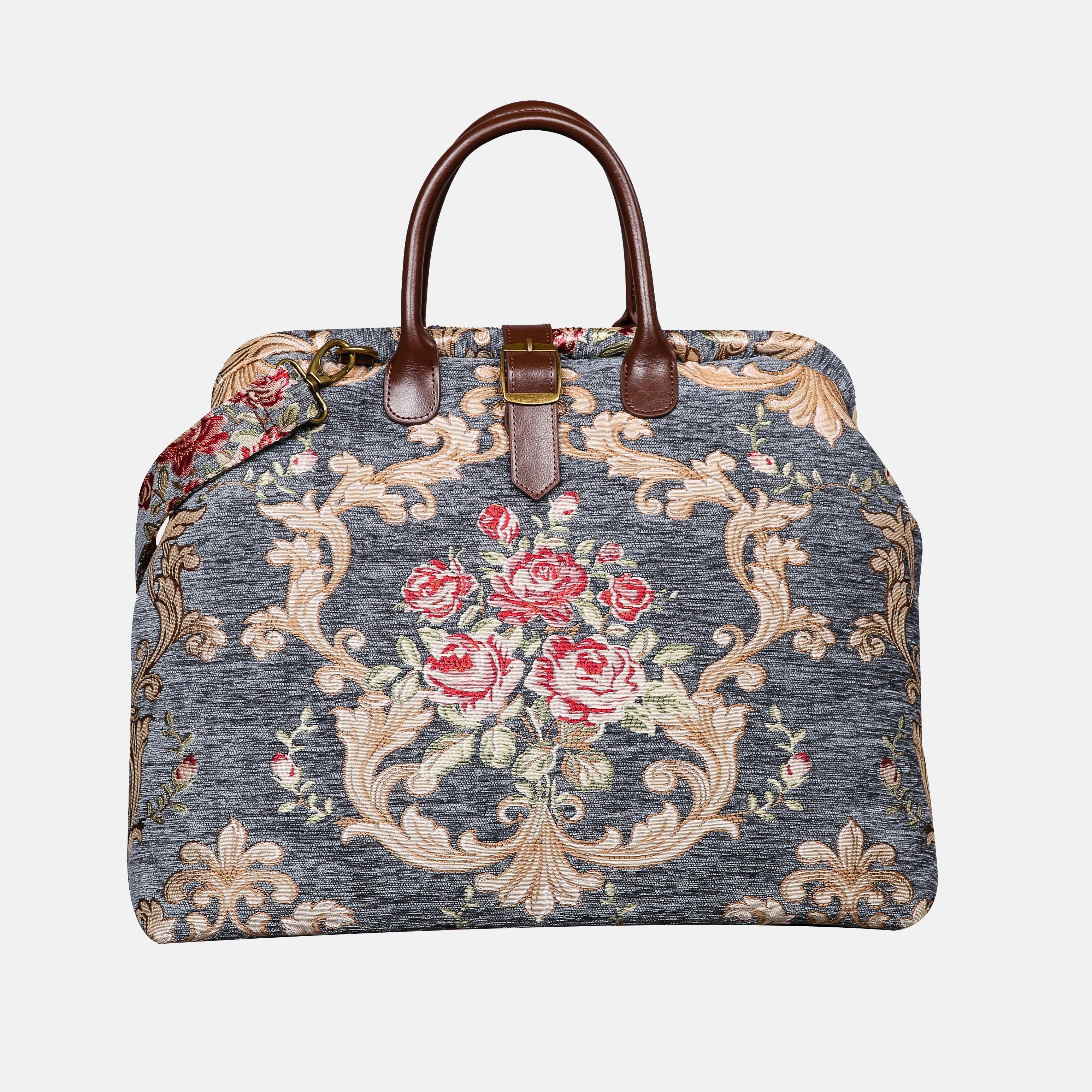 Baroque Garden Grey Mary Poppins Weekender carpet bag MCW Handmade