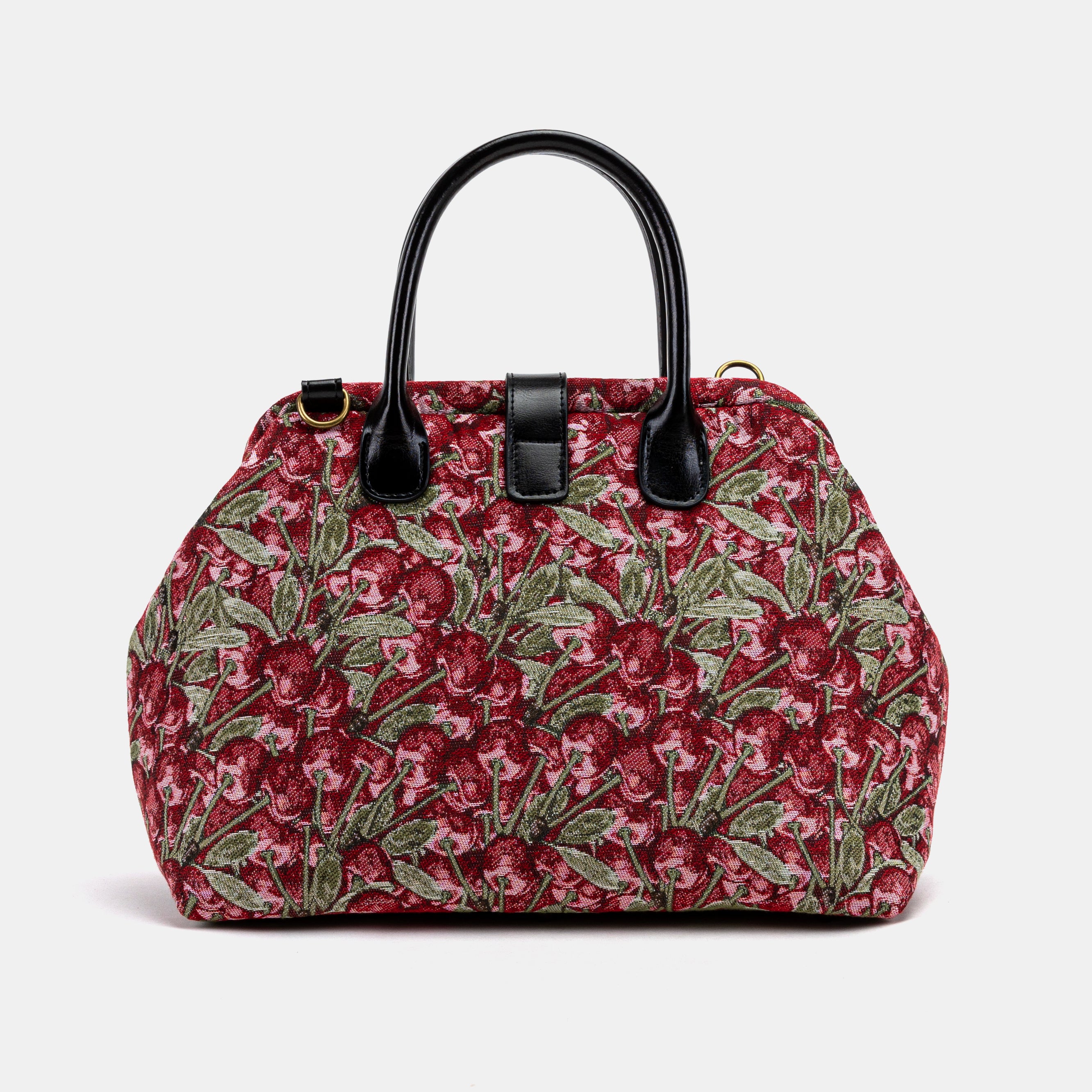 Handsewn Carpet Purse Mary Poppins Carpet Bag Everyday Carry Shoulder Bag Cherry Cascade back
