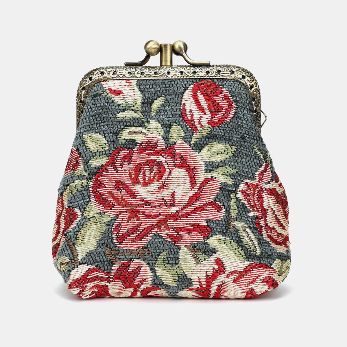 Baroque Graden Grey Double Kiss Clasp Coin Purse Carpetbag of America front