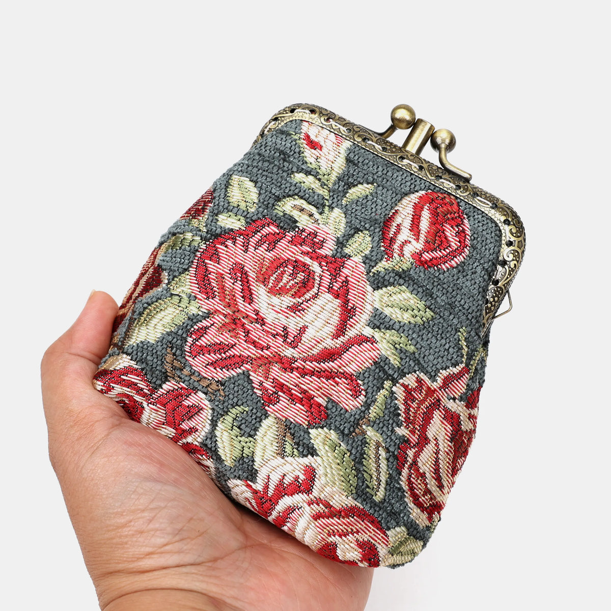 Baroque Graden Grey Double Kiss Clasp Coin Purse Carpetbag of America main