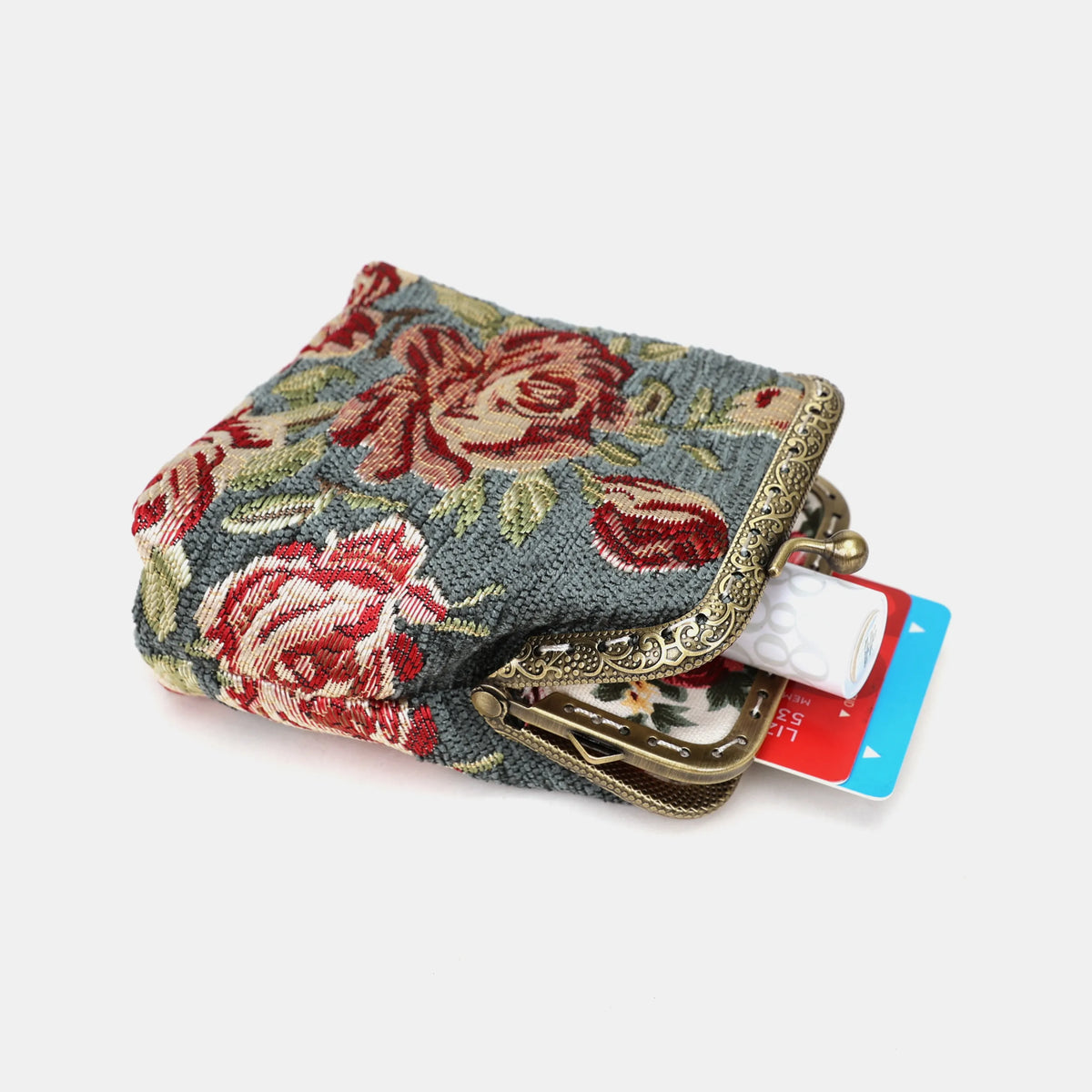 Baroque Graden Grey Double Kiss Clasp Coin Purse Carpetbag of America side