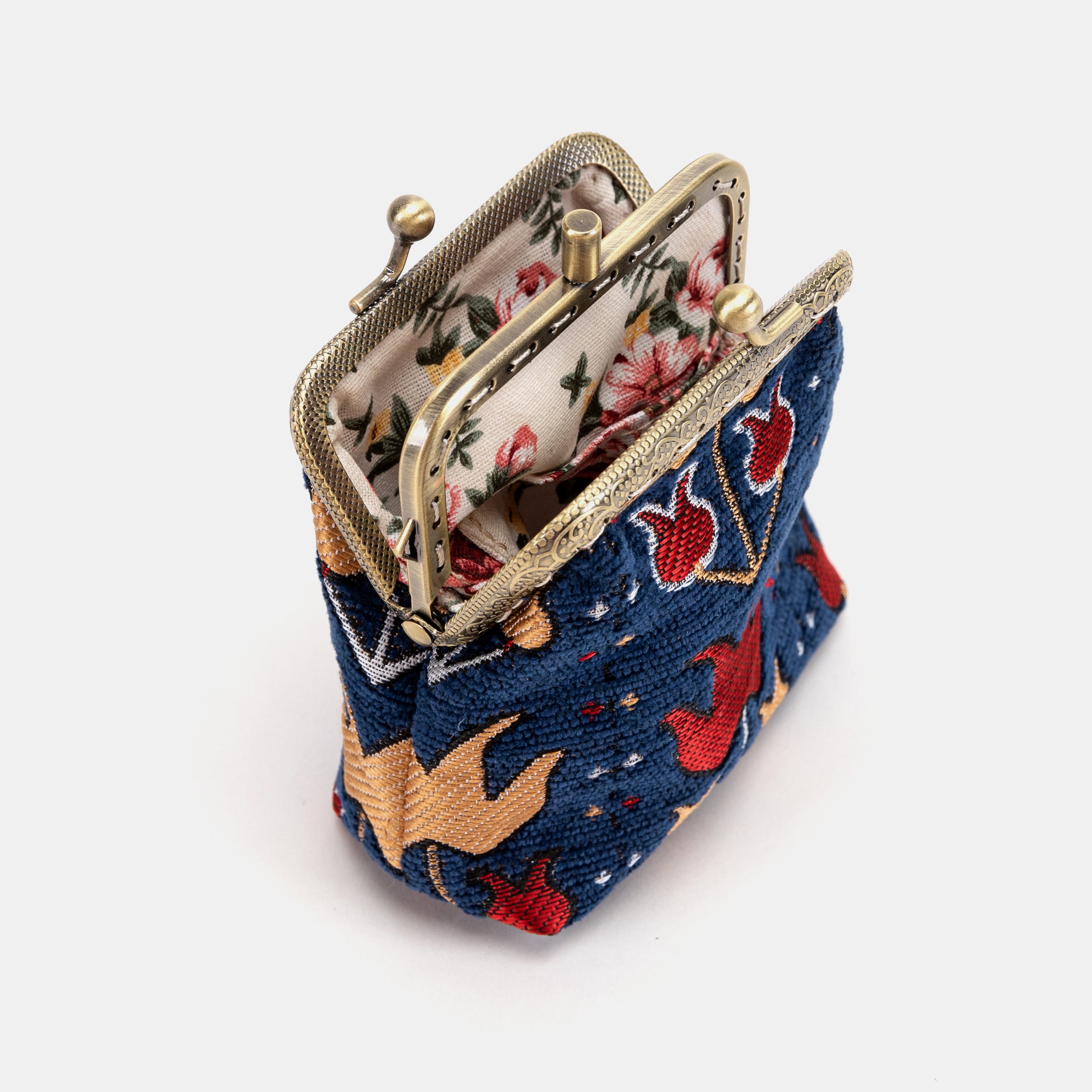 Poppy Bloom Double Kiss Clasp Coin Purse Carpetbag of America open