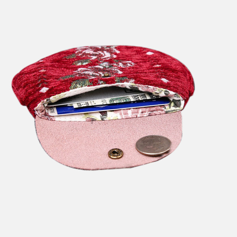 Rose Series Red Flap Coin Purse  MCW Handmade-7